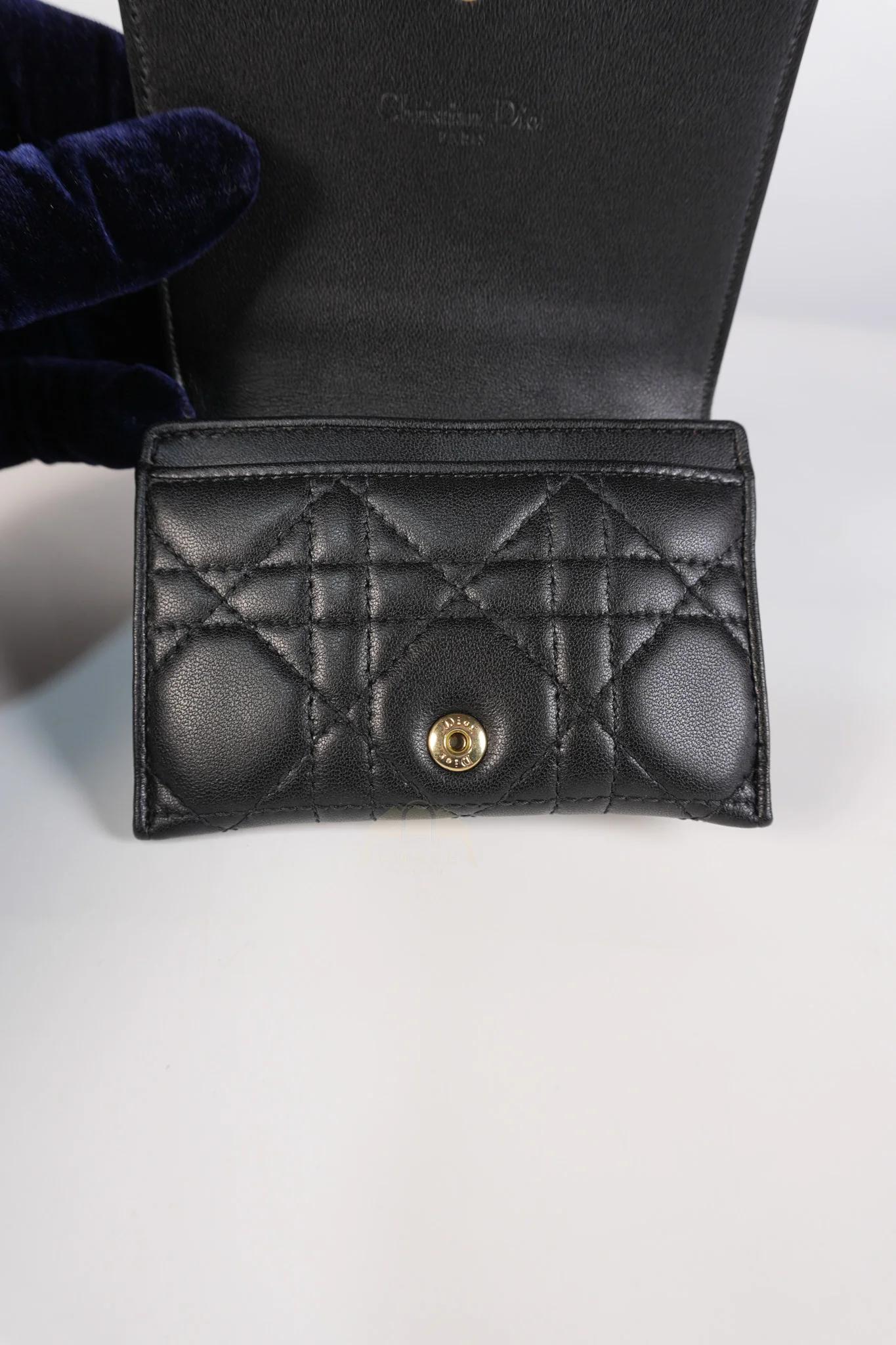Christian Dior Lady Dior Flap Card Holder in Black Quilted Cannage Lambskin Leather - Image 17