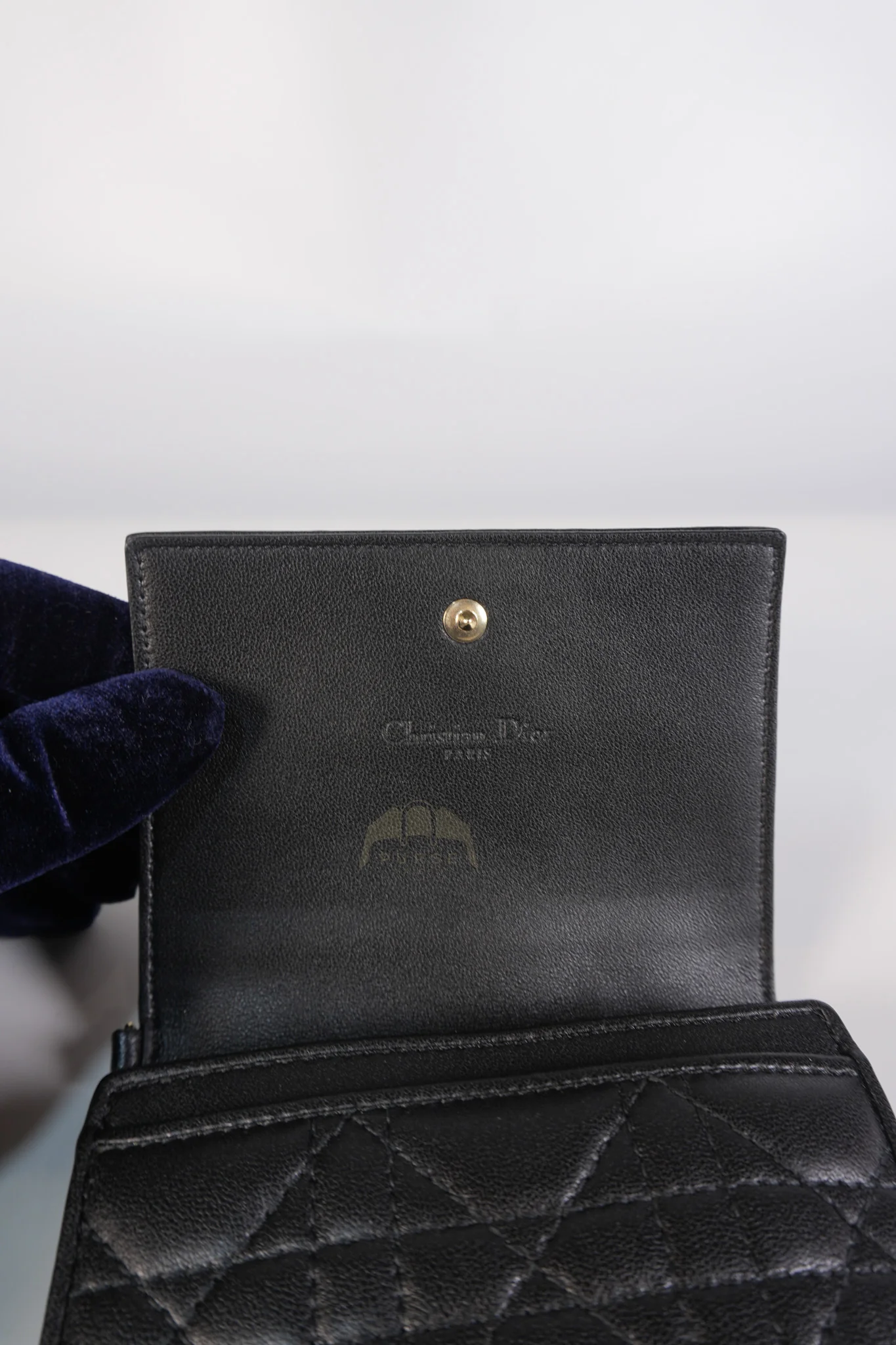 Christian Dior Lady Dior Flap Card Holder in Black Quilted Cannage Lambskin Leather - Image 18