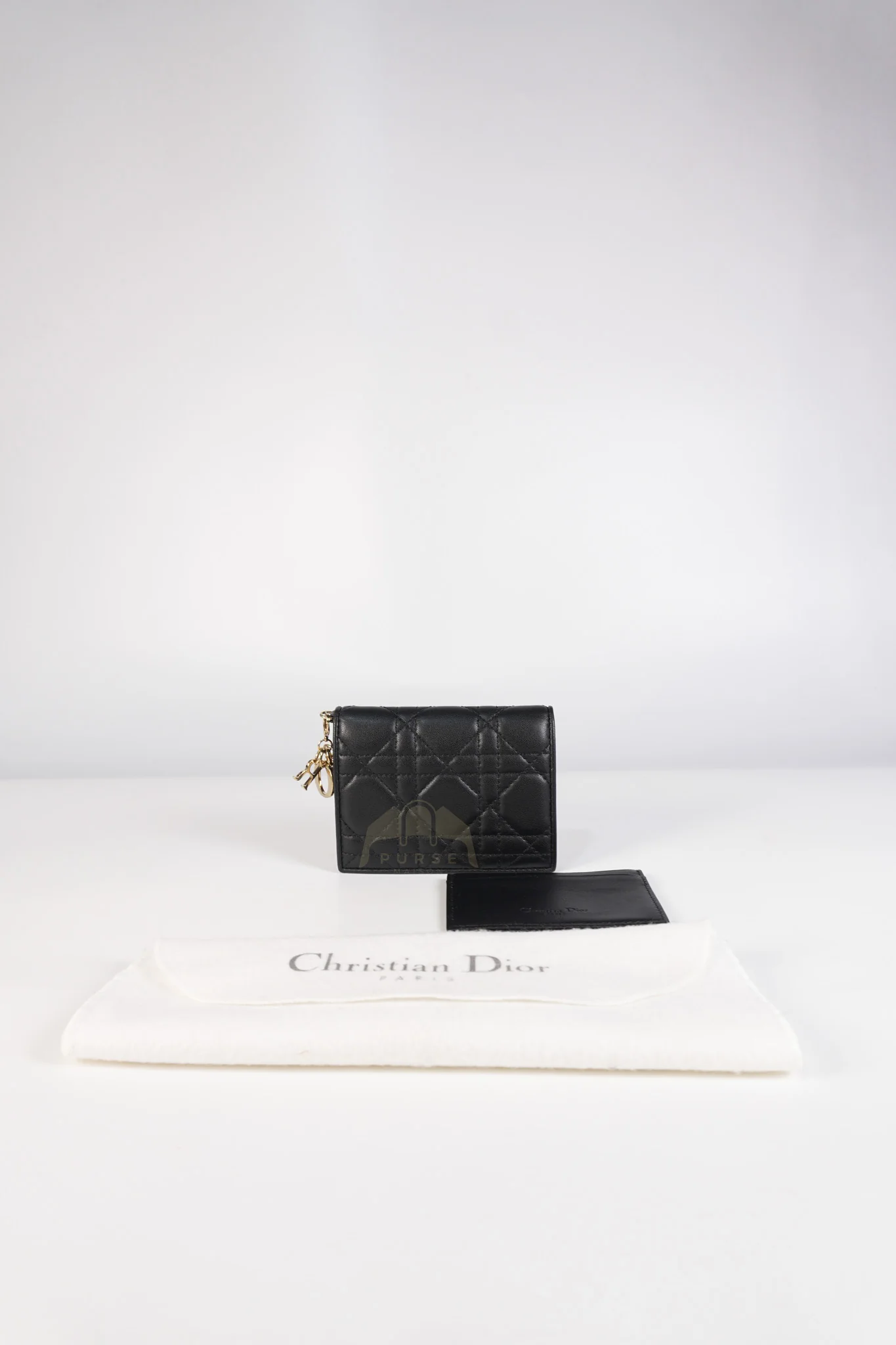 Christian Dior Lady Dior Flap Card Holder in Black Quilted Cannage Lambskin Leather - Image 25