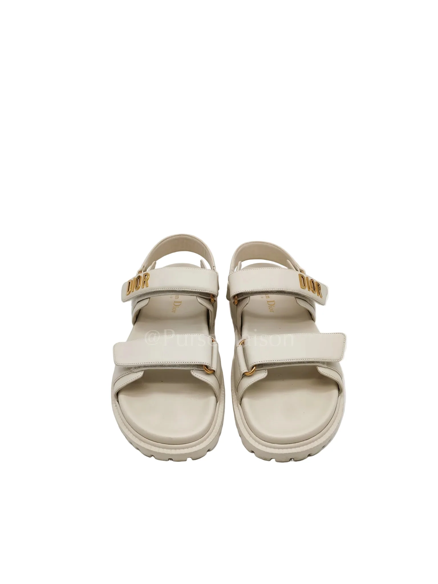 Christian Dior Dioract Sandals in White Lambskin Leather & Gold Hardware Size 36 EU (23cm) - Image 2