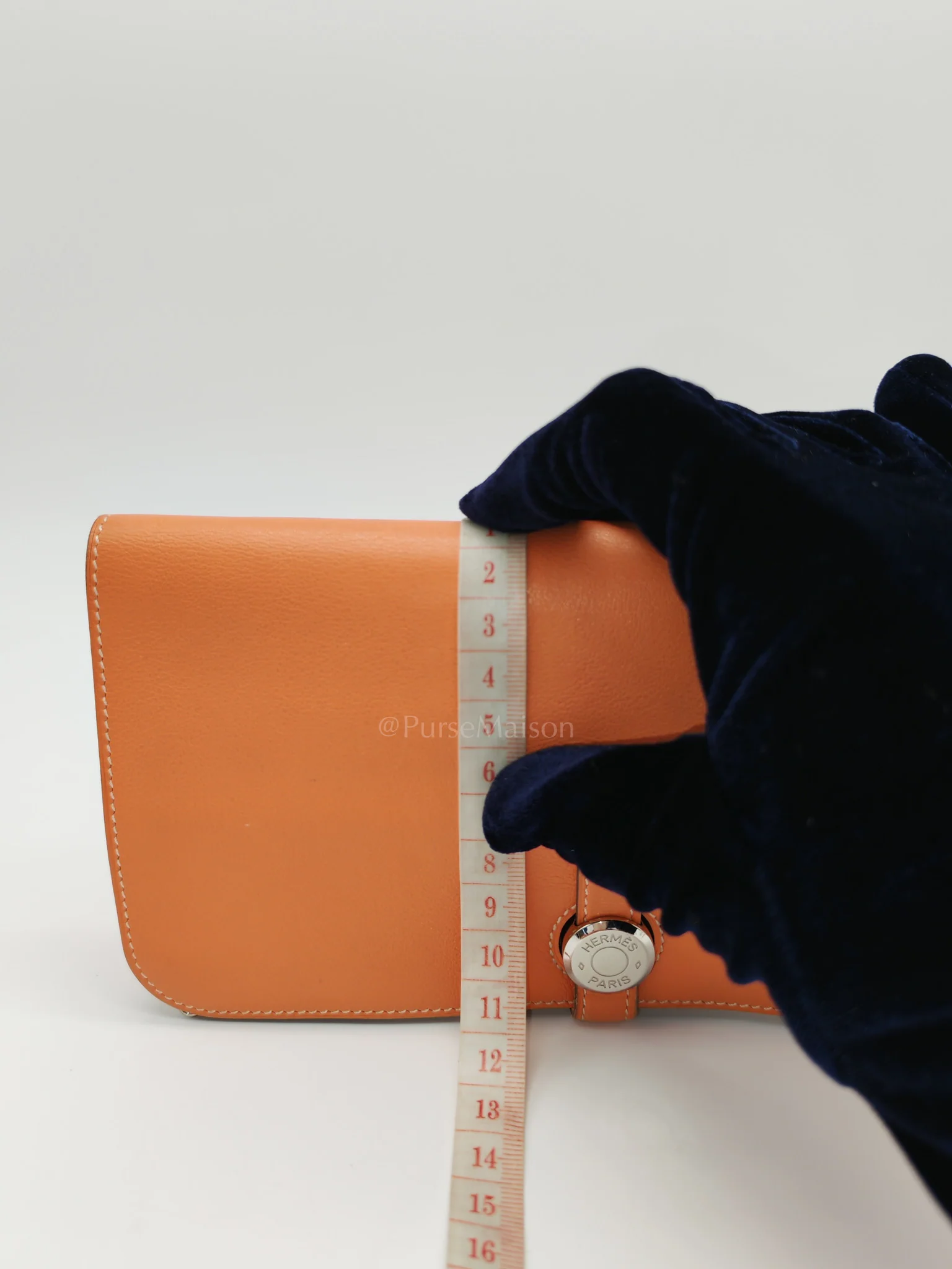 Hermes Dogon Duo Wallet in Classic Orange Evercalf Leather & Palladium Hardware Stamp Sqaure Q (2013) - Image 29
