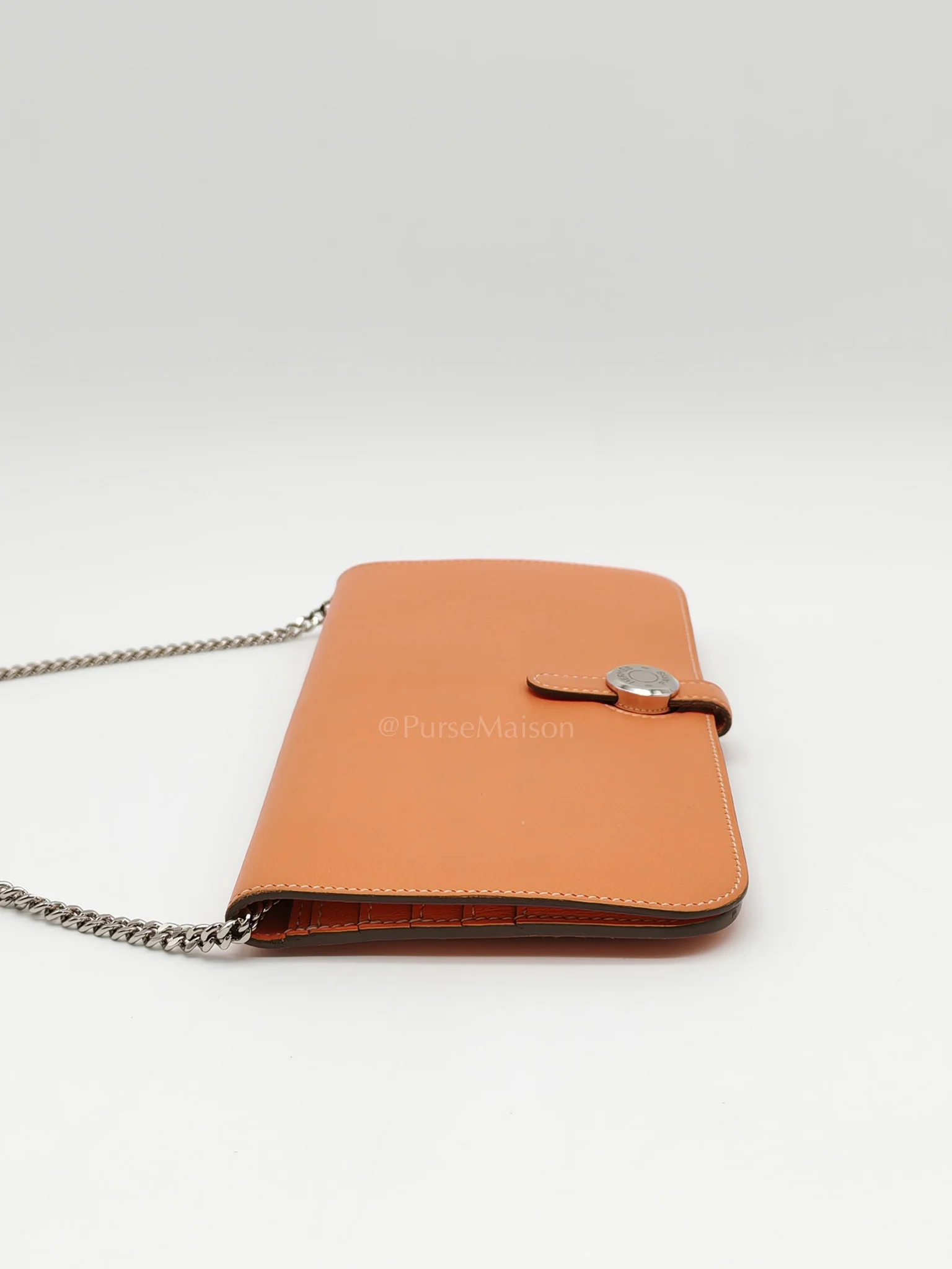 Hermes Dogon Duo Wallet in Classic Orange Evercalf Leather & Palladium Hardware Stamp Sqaure Q (2013) - Image 5