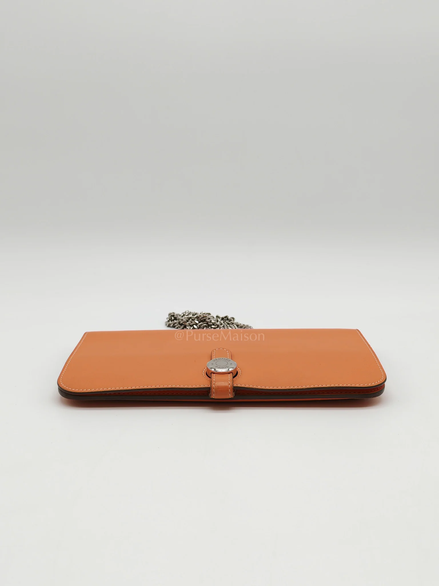 Hermes Dogon Duo Wallet in Classic Orange Evercalf Leather & Palladium Hardware Stamp Sqaure Q (2013) - Image 8