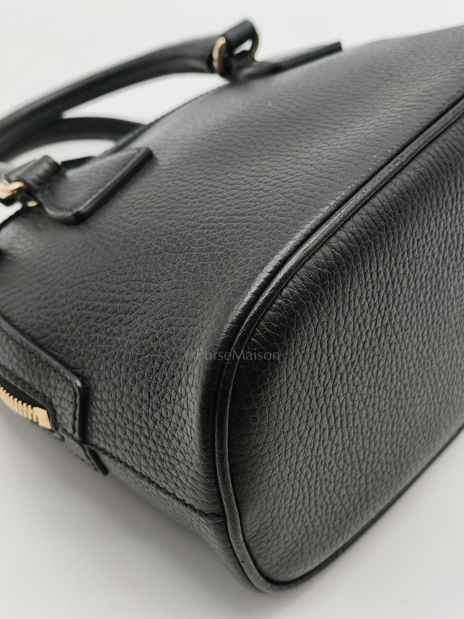 Gucci Dome Bag Small in Black GG Charm Satchel Pebbled Leather & Light Gold Hardware - Image 8