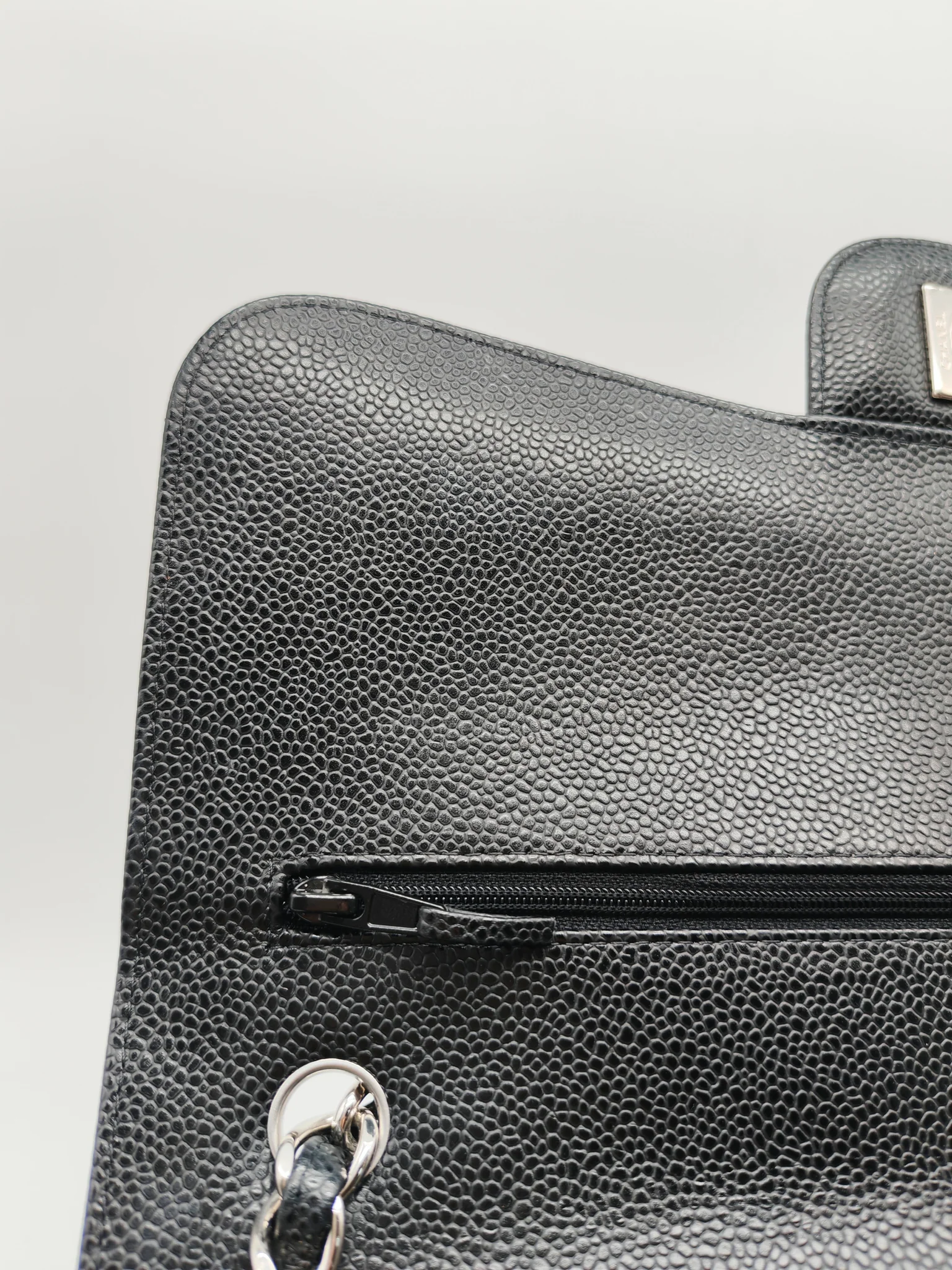 Chanel Classic Double Flap in Jumbo Black Caviar Leather and Silver Hardware Series 28 - Image 15