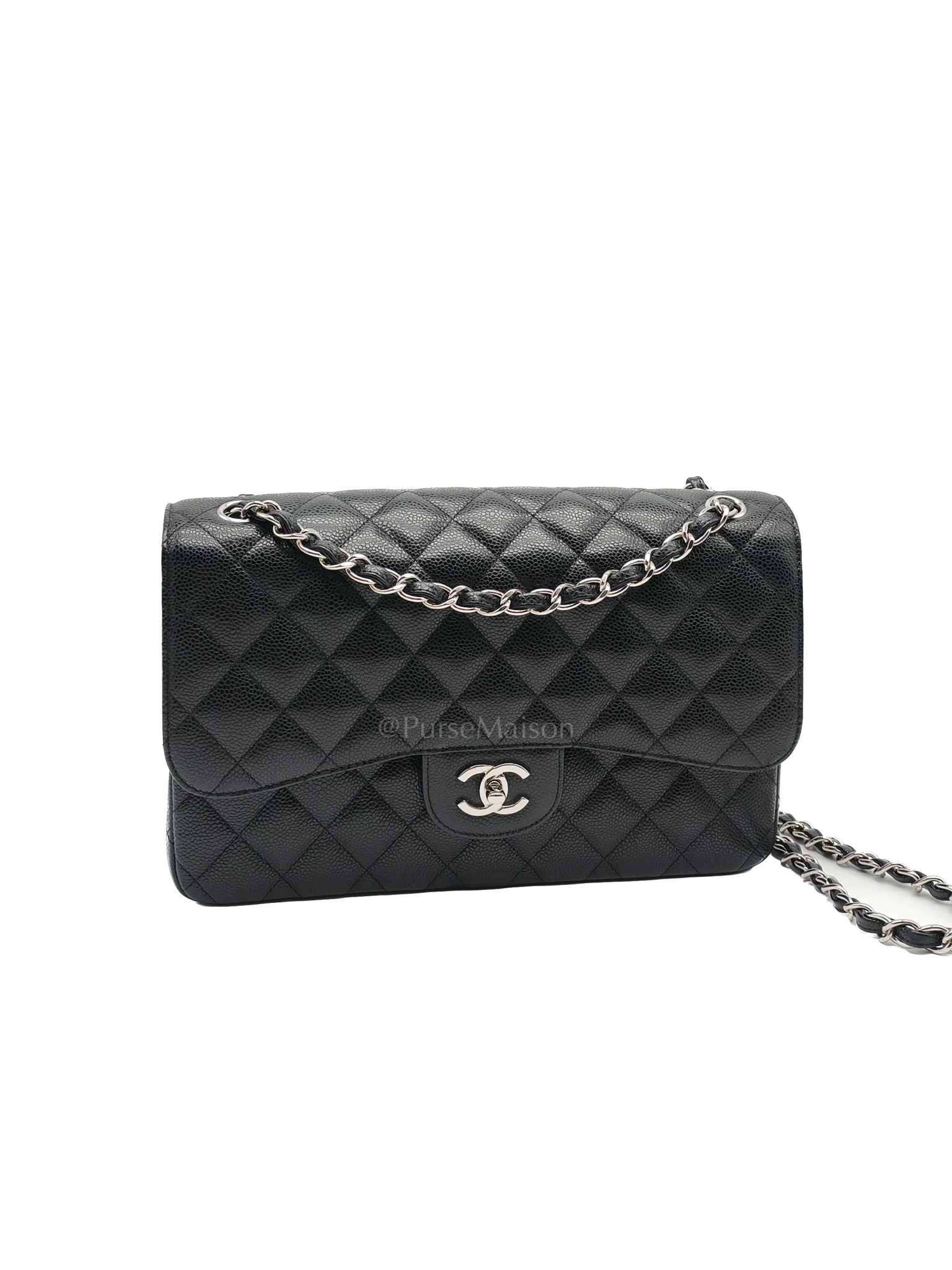 Chanel Classic Double Flap in Jumbo Black Caviar Leather and Silver Hardware Series 28 - Image 2