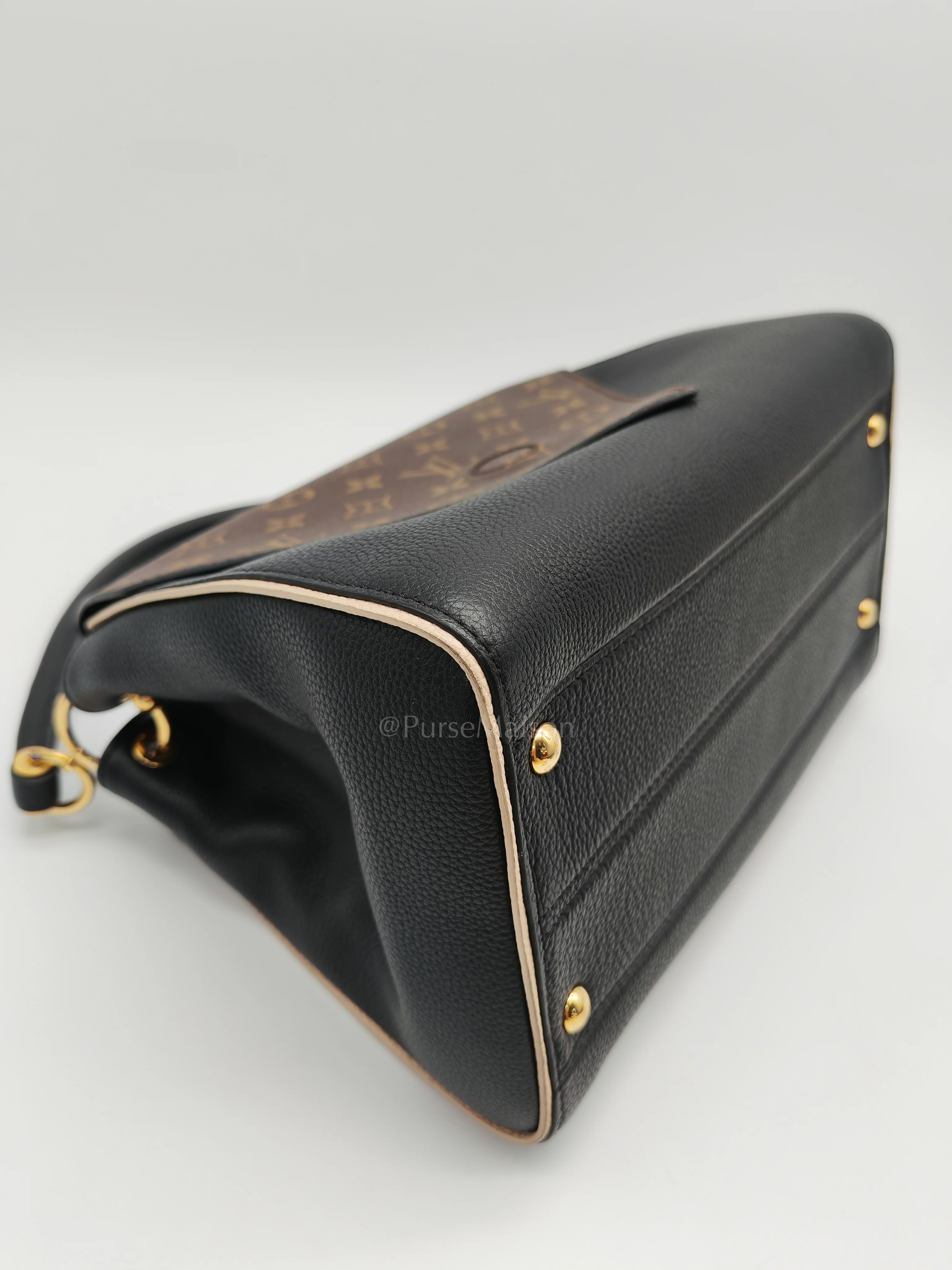 Louis Vuitton Double V Monogram Canvas and Black Grained Leather Shoulder Bag (Date Code: TR4137) - Image 10