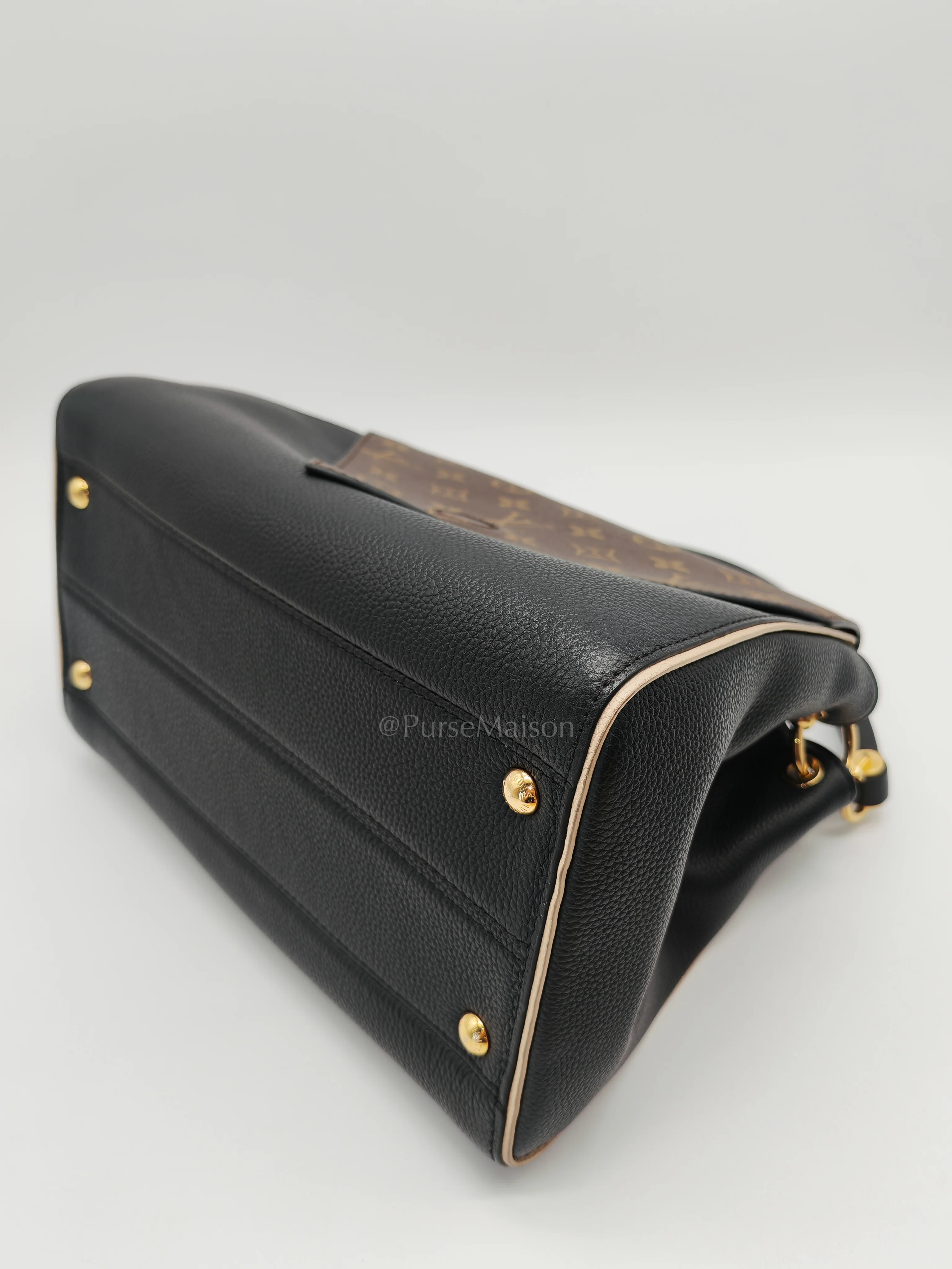 Louis Vuitton Double V Monogram Canvas and Black Grained Leather Shoulder Bag (Date Code: TR4137) - Image 11