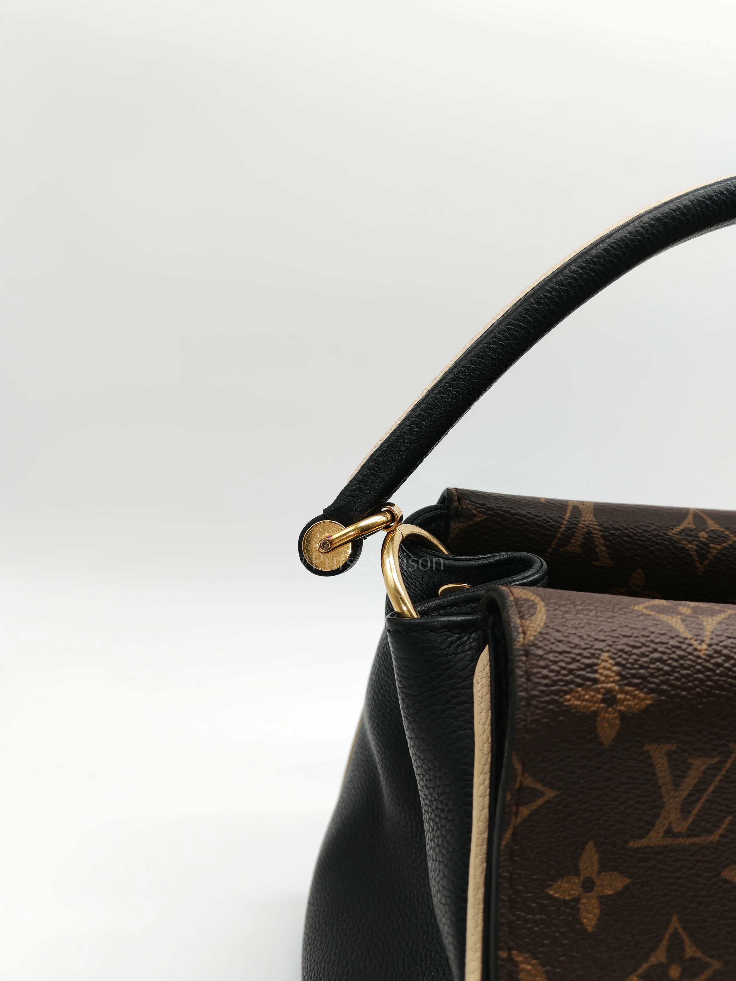Louis Vuitton Double V Monogram Canvas and Black Grained Leather Shoulder Bag (Date Code: TR4137) - Image 18