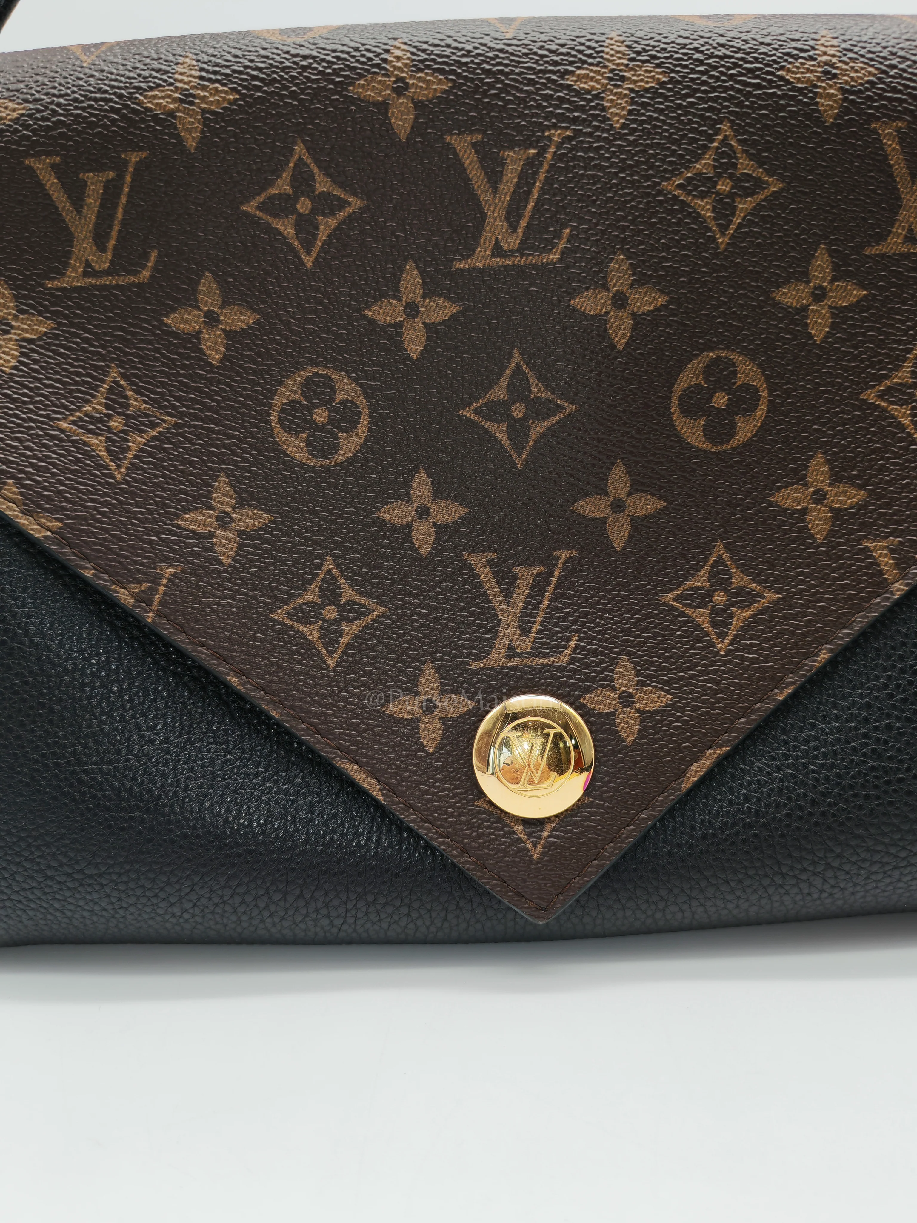 Louis Vuitton Double V Monogram Canvas and Black Grained Leather Shoulder Bag (Date Code: TR4137) - Image 19