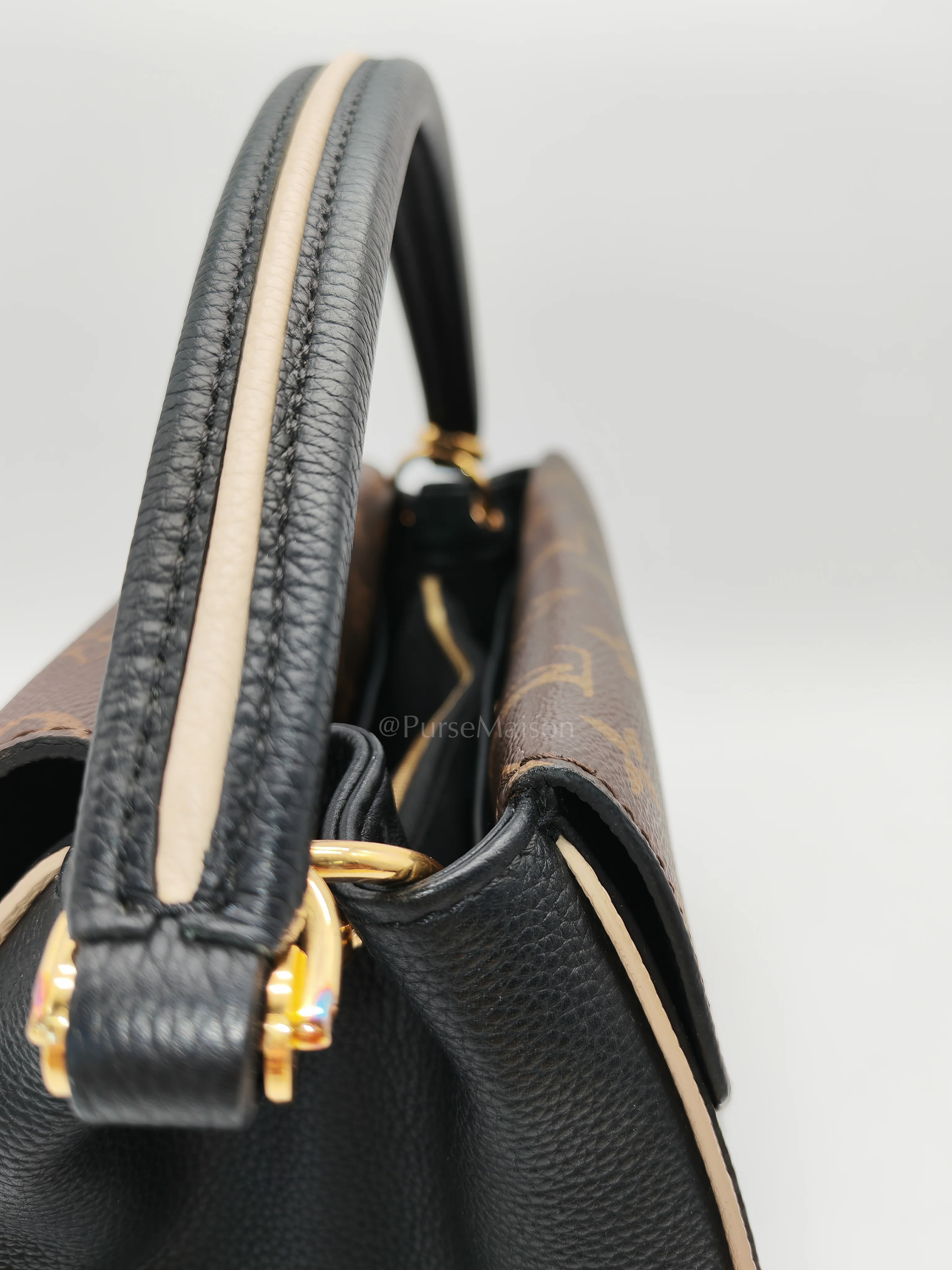 Louis Vuitton Double V Monogram Canvas and Black Grained Leather Shoulder Bag (Date Code: TR4137) - Image 22