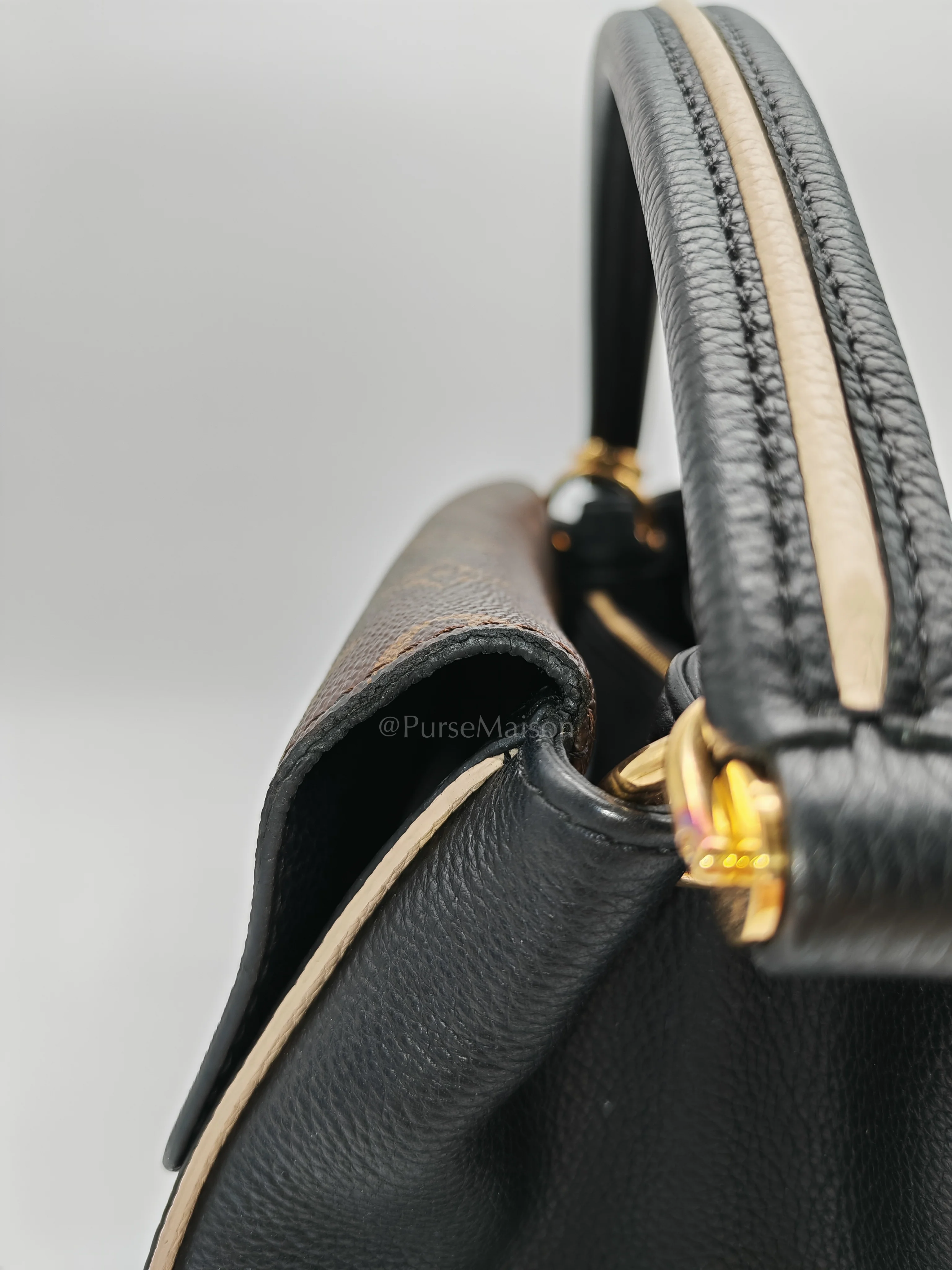 Louis Vuitton Double V Monogram Canvas and Black Grained Leather Shoulder Bag (Date Code: TR4137) - Image 23