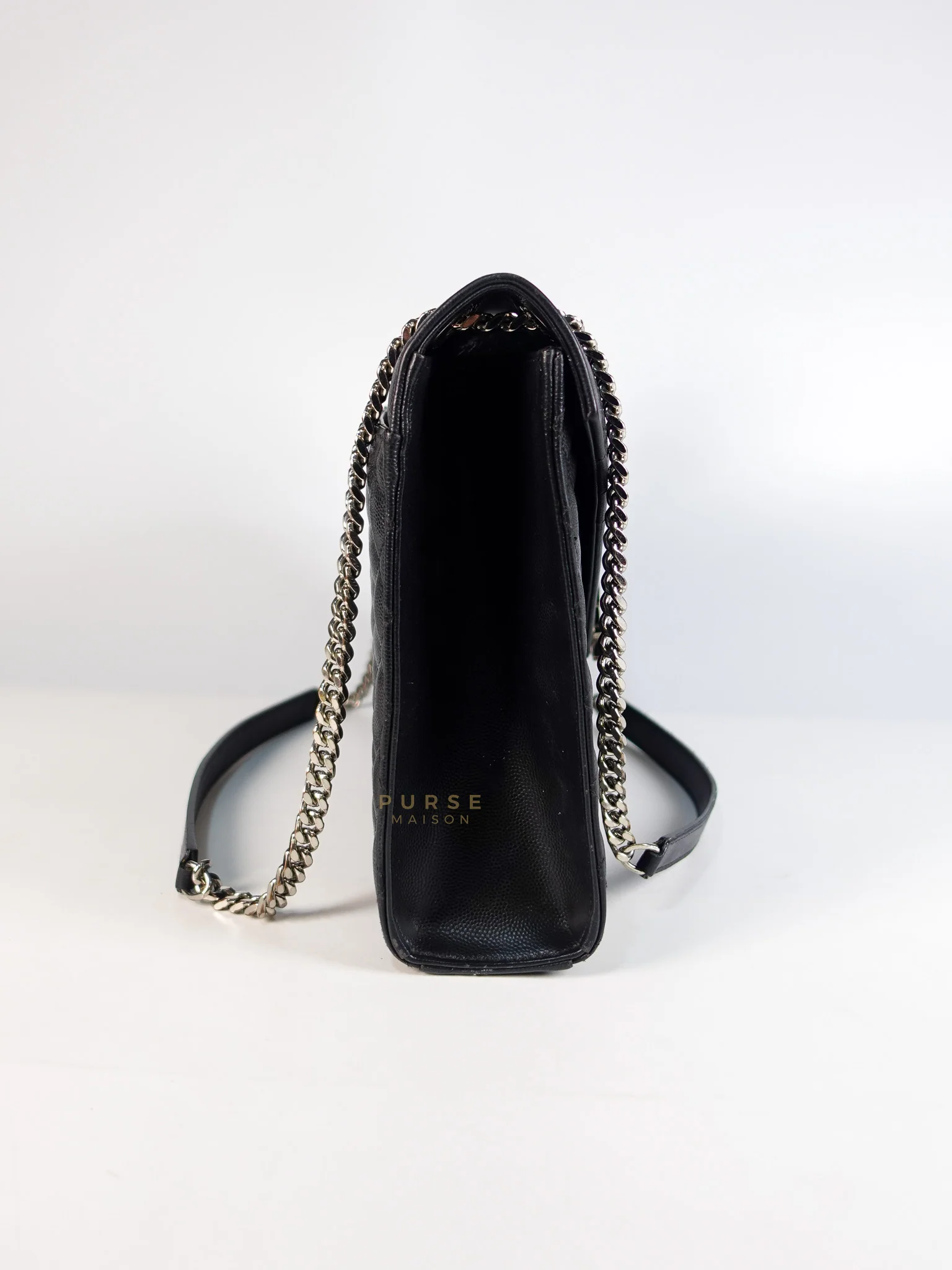 Yves Saint Laurent Envelope Large Shoulder Bag in Black Tri Quilted Grained Leather & Silver Hardware - Image 5