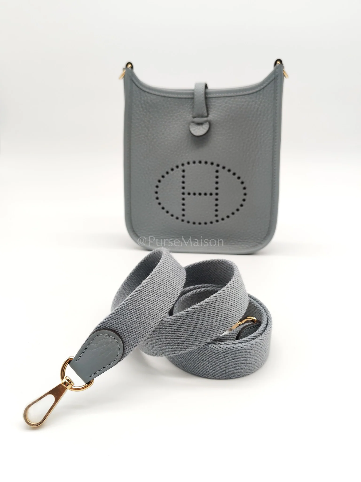 Hermes Evelyne 16 TPM in Gris Pantin Clemence Leather Gold Hardware Stamp K (2025) - Image 14