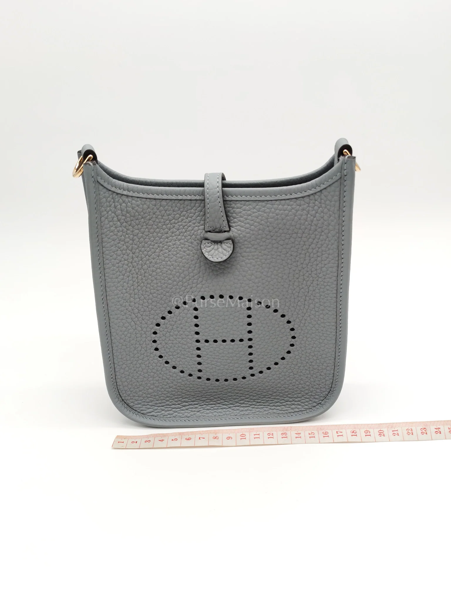 Hermes Evelyne 16 TPM in Gris Pantin Clemence Leather Gold Hardware Stamp K (2025) - Image 19