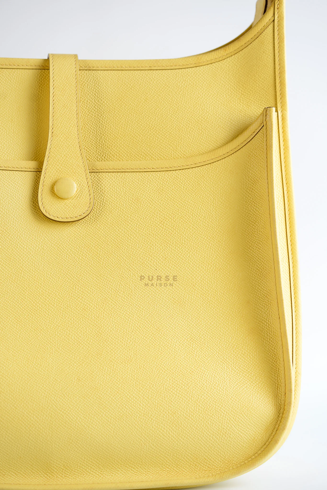Hermes Evelyne III GM Jaune Poussin Clemence in Palladium Hardware Stamp T - Image 30