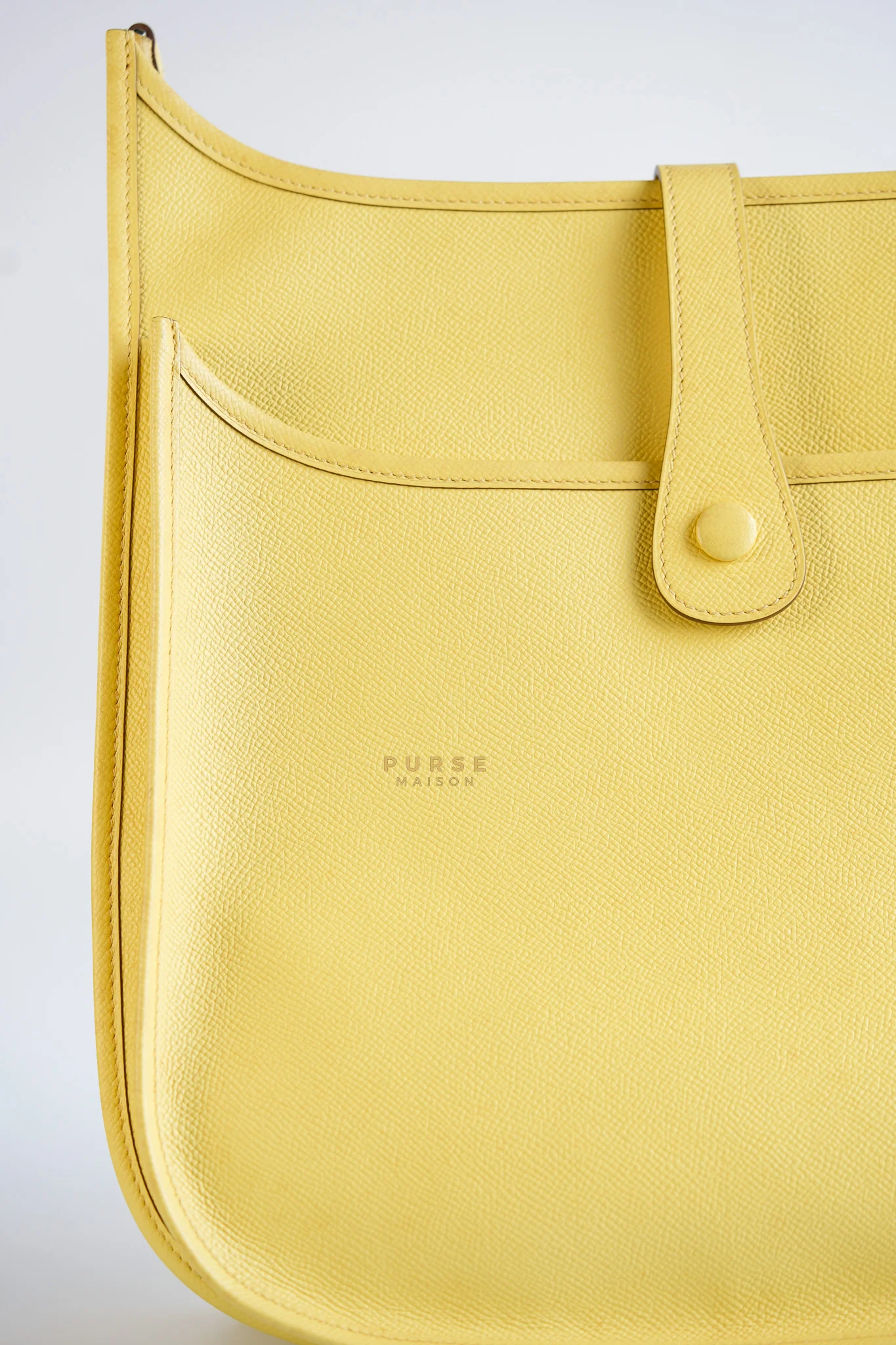 Hermes Evelyne III GM Jaune Poussin Clemence in Palladium Hardware Stamp T - Image 31