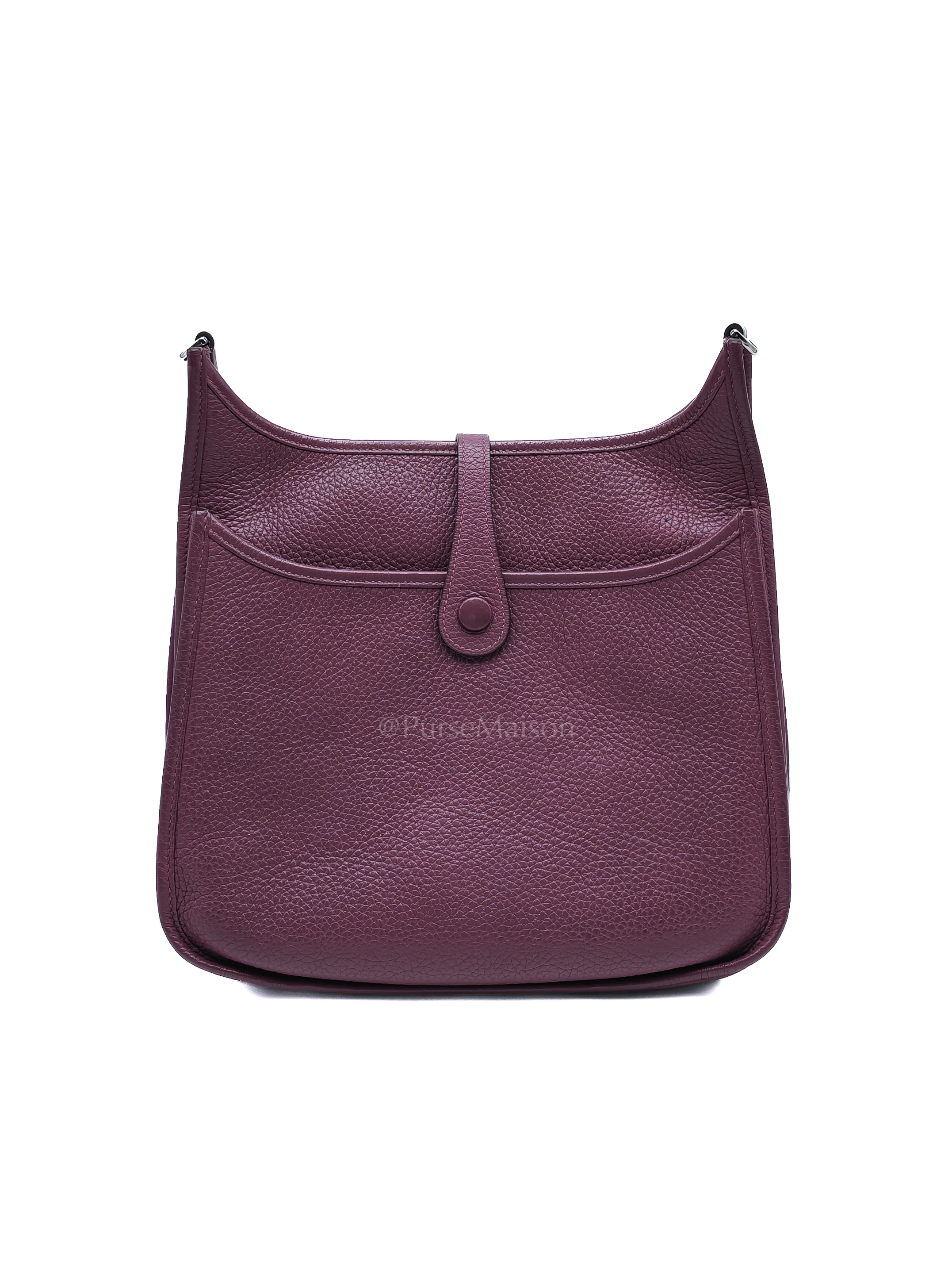 Hermes Evelyne PM in Anemone Taurillom Clemence Leather & Palladium Hardware Stamp Square R (2014) - Image 4