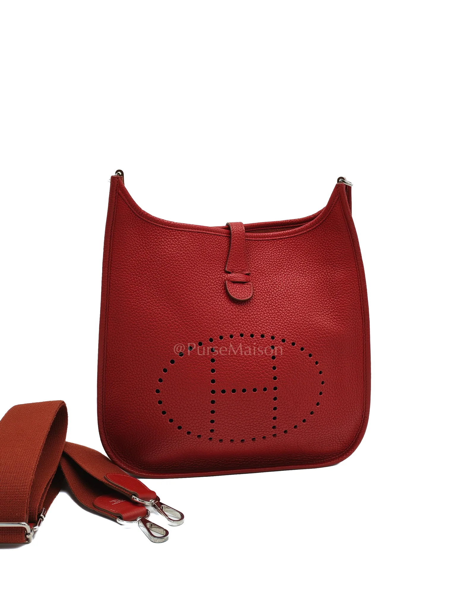 Hermes Evelyne PM Red Celemence Leather and Palladium Hardware Stamp R Square (2014) - Image 2