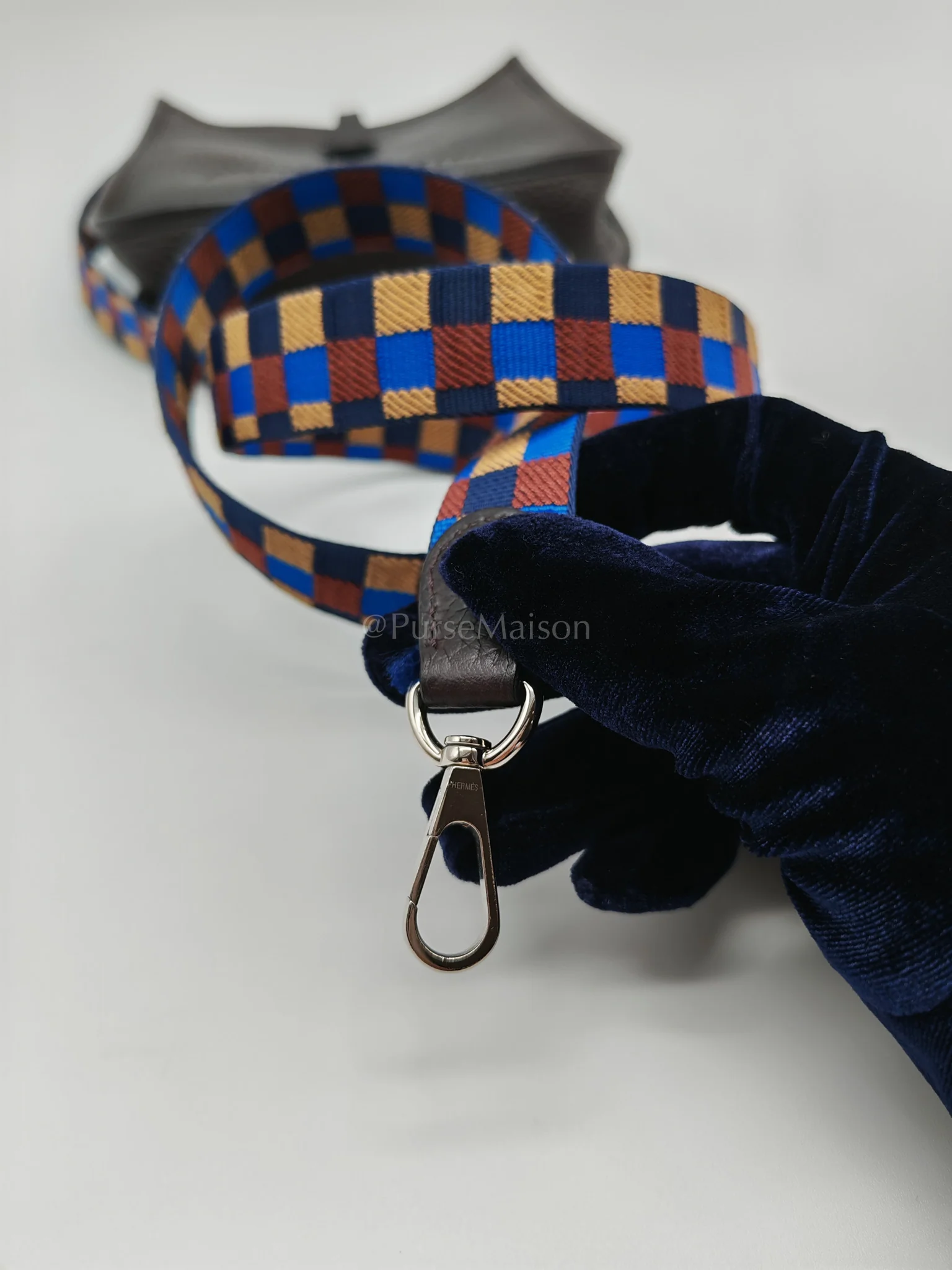 Hermes Evelyne TPM Ebene Clemence Leather in Palladium Hardware and Multicolor Maxi Quadrille Strap Stamp U (2022) - Image 13