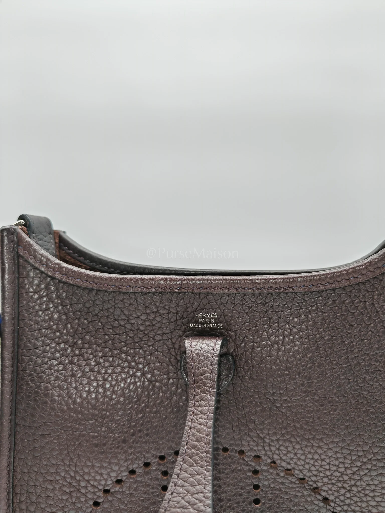 Hermes Evelyne TPM Ebene Clemence Leather in Palladium Hardware and Multicolor Maxi Quadrille Strap Stamp U (2022) - Image 16