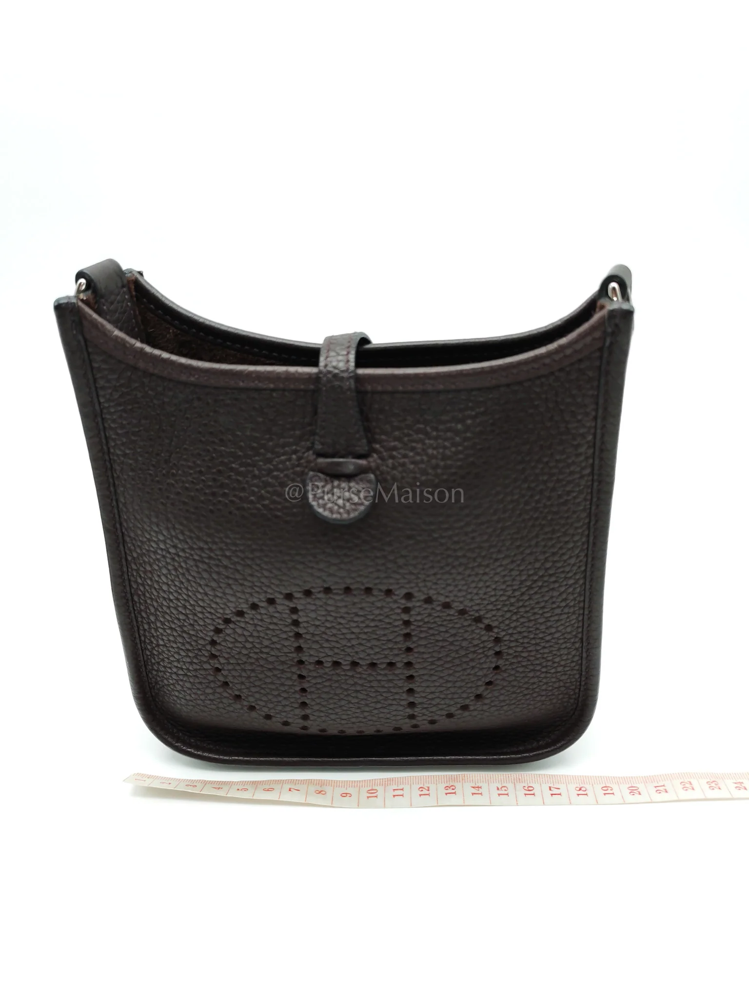 Hermes Evelyne TPM Ebene Clemence Leather in Palladium Hardware and Multicolor Maxi Quadrille Strap Stamp U (2022) - Image 18