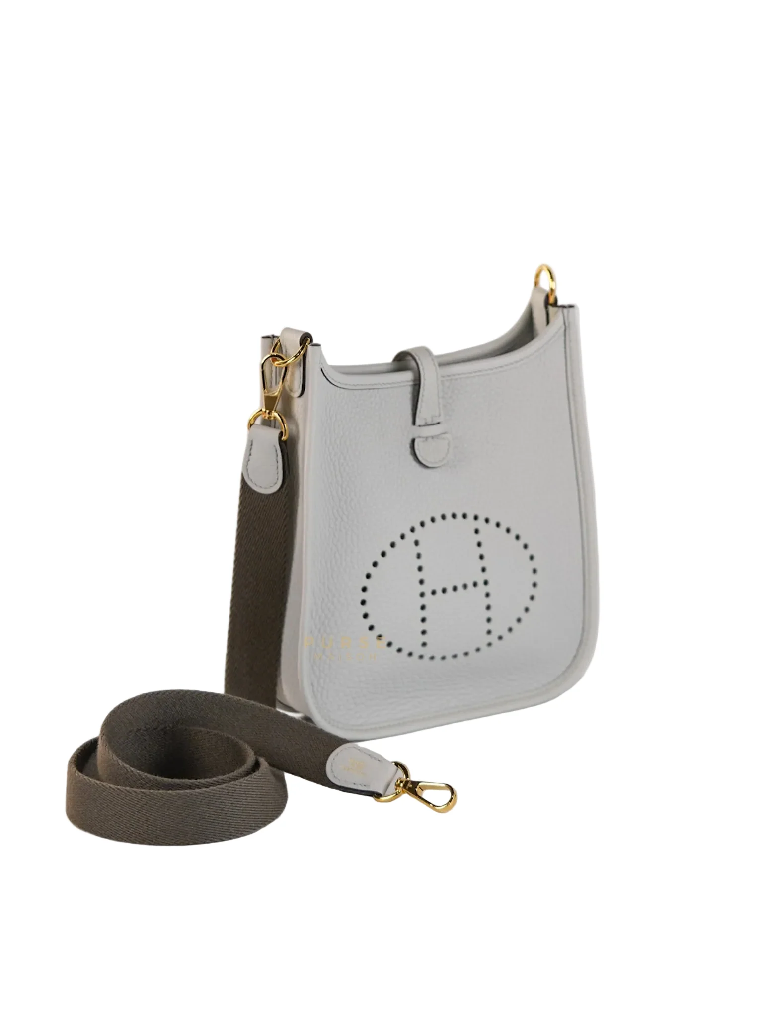 Hermes Evelyne TPM in Bleu Pale Taurillon Clemence Leather in Gold Hardware Stamp W (2024) - Image 3