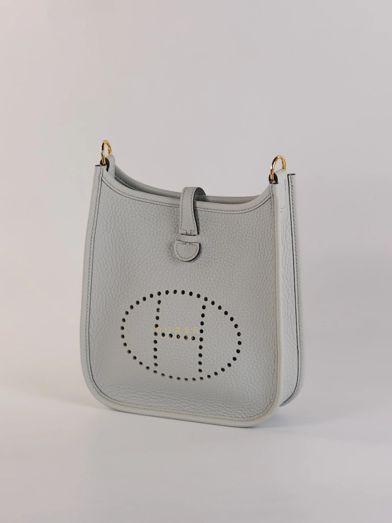 Hermes Evelyne TPM in Bleu Pale Taurillon Clemence Leather in Gold Hardware Stamp W (2024) - Image 5