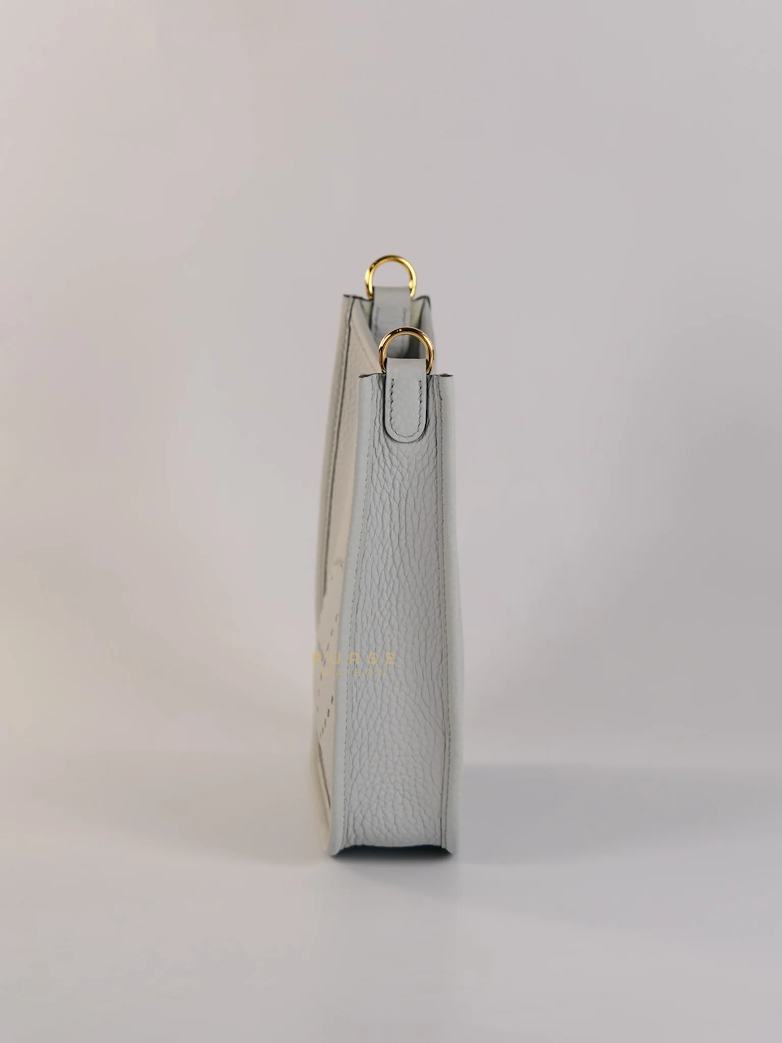 Hermes Evelyne TPM in Bleu Pale Taurillon Clemence Leather in Gold Hardware Stamp W (2024) - Image 7