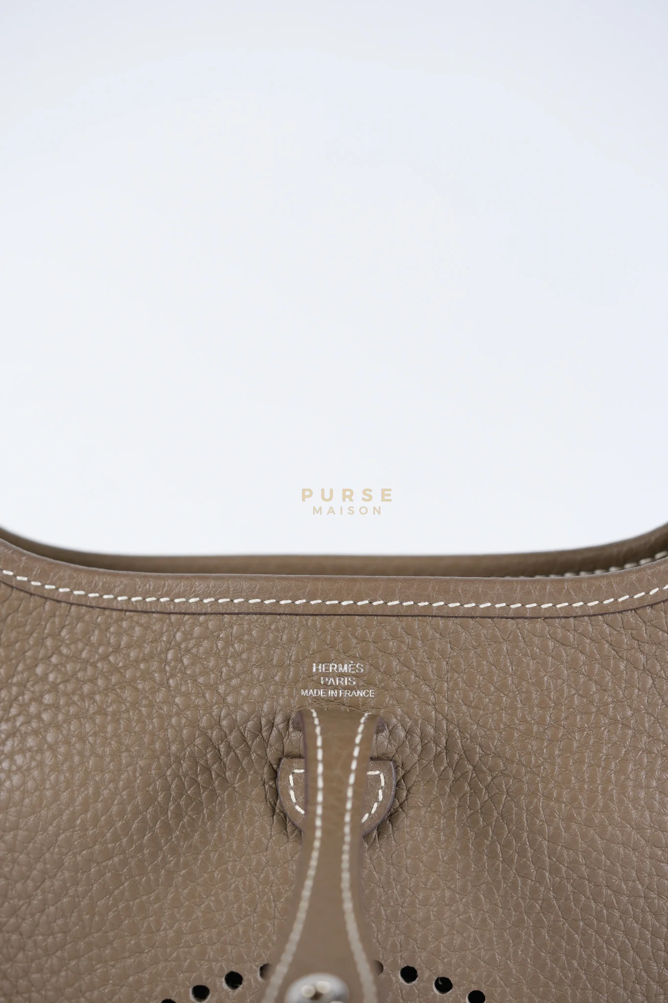 Hermes Evelyne TPM Etoupe in Clemence Leather and Palladium Hardware Stamp Y (2020) - Image 14
