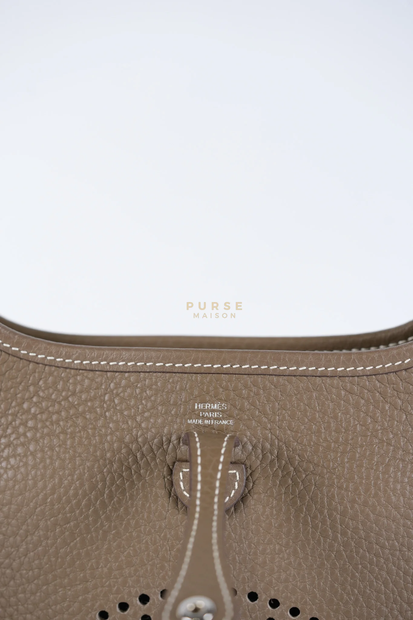 Hermes Evelyne TPM Etoupe in Clemence Leather and Palladium Hardware Stamp Y (2020) - Image 16