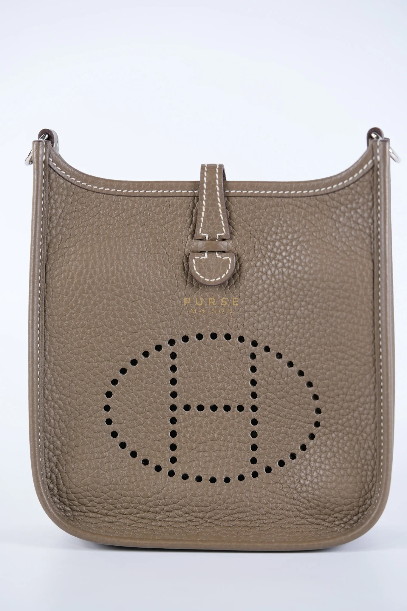 Hermes Evelyne TPM Etoupe in Clemence Leather and Palladium Hardware Stamp Y (2020) - Image 17