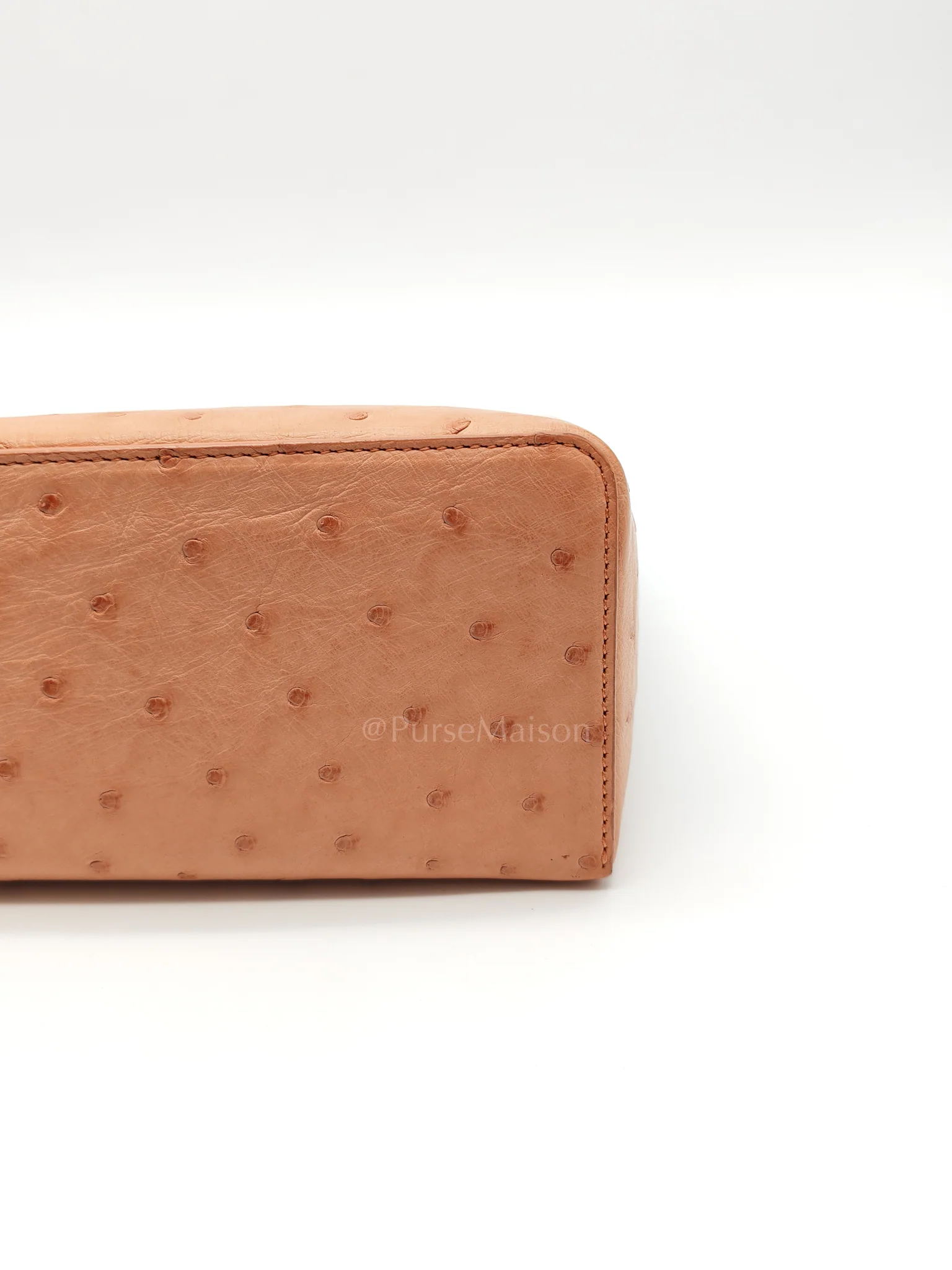 Loro Piana Extra Pocket L27 Pouch in Coral Pink Ostrich Leather & Gold Hardware - Image 11