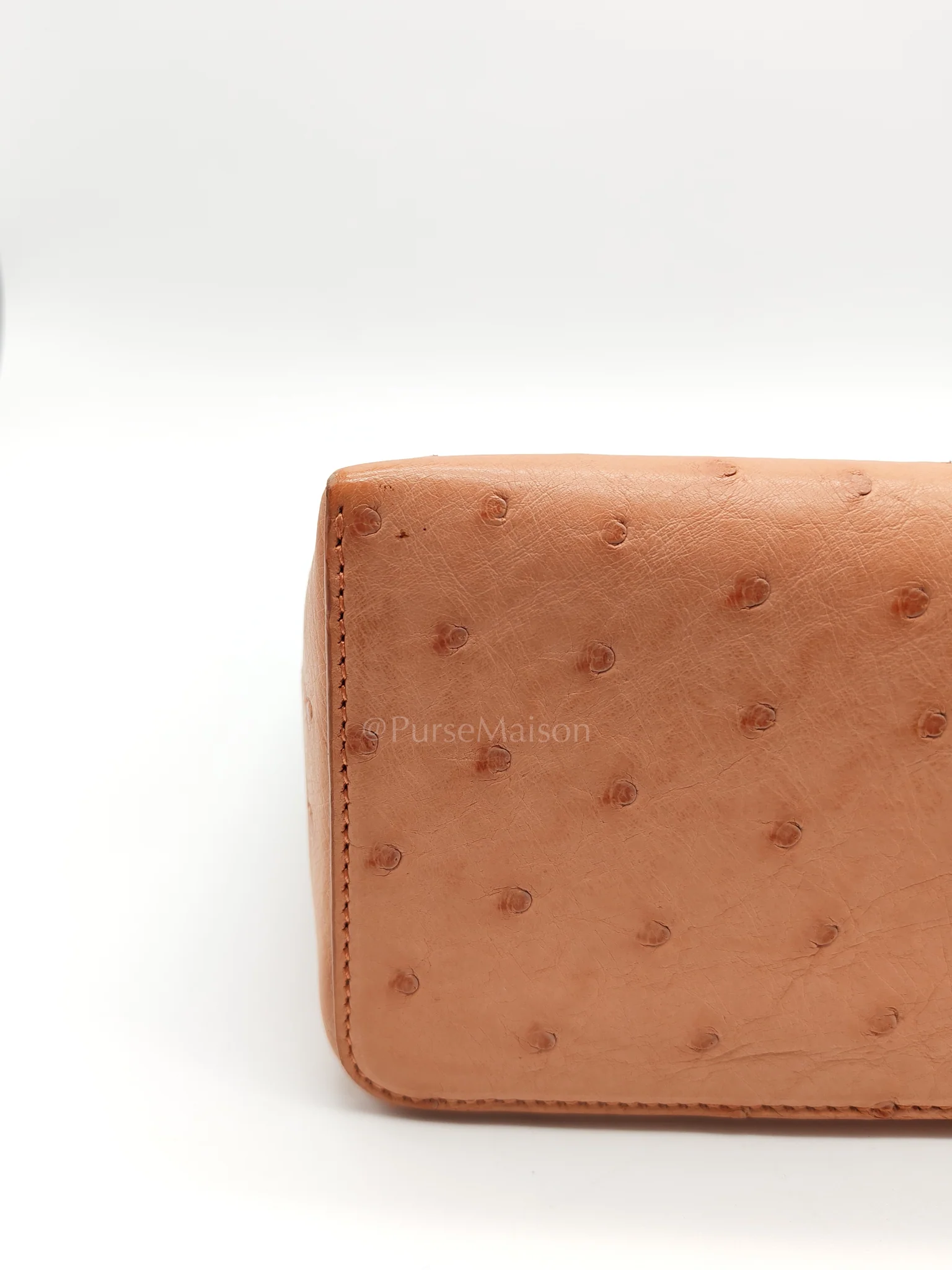 Loro Piana Extra Pocket L27 Pouch in Coral Pink Ostrich Leather & Gold Hardware - Image 13