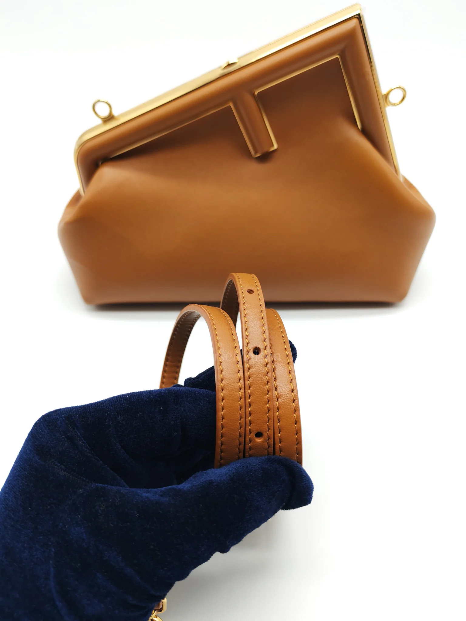 Fendi First Napa Leather Bag in Camel - Image 18