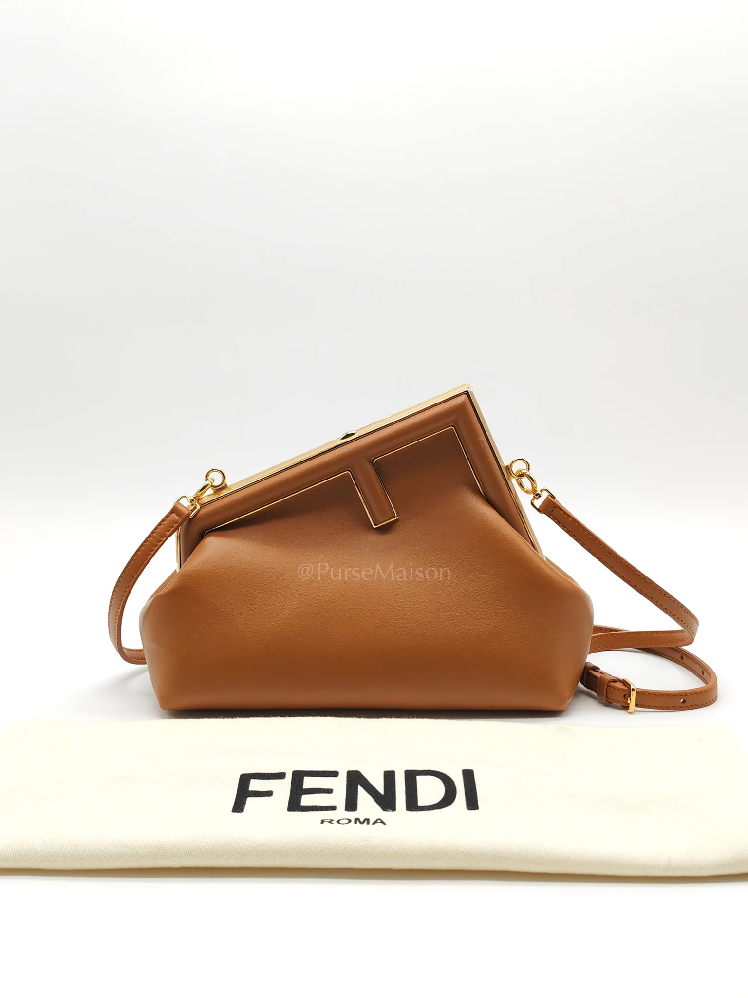 Fendi First Napa Leather Bag in Camel - Image 23