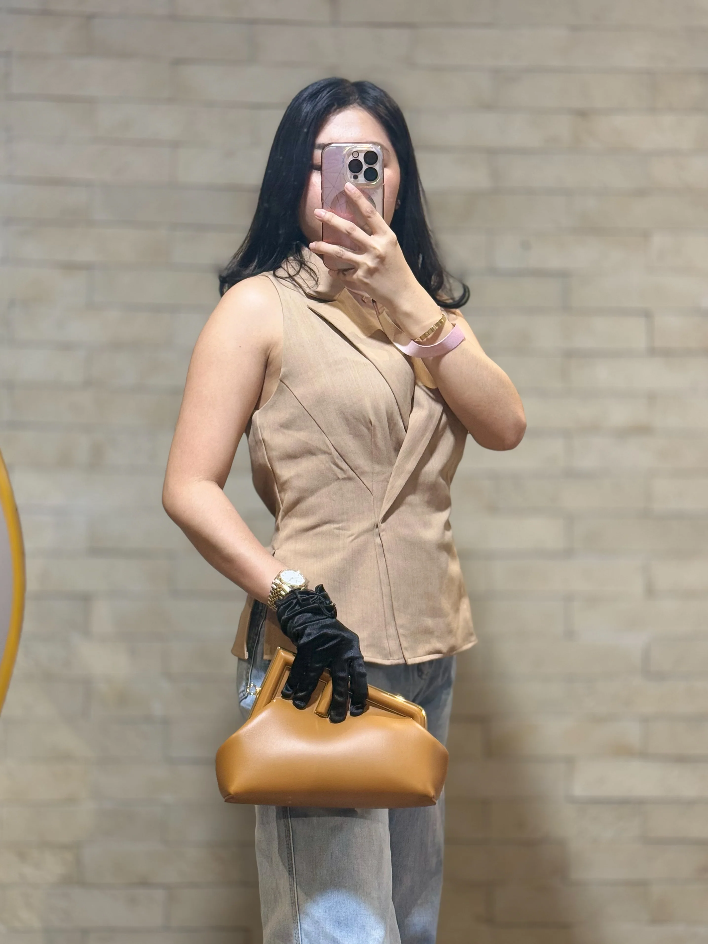 Fendi First Napa Leather Bag in Camel - Image 25