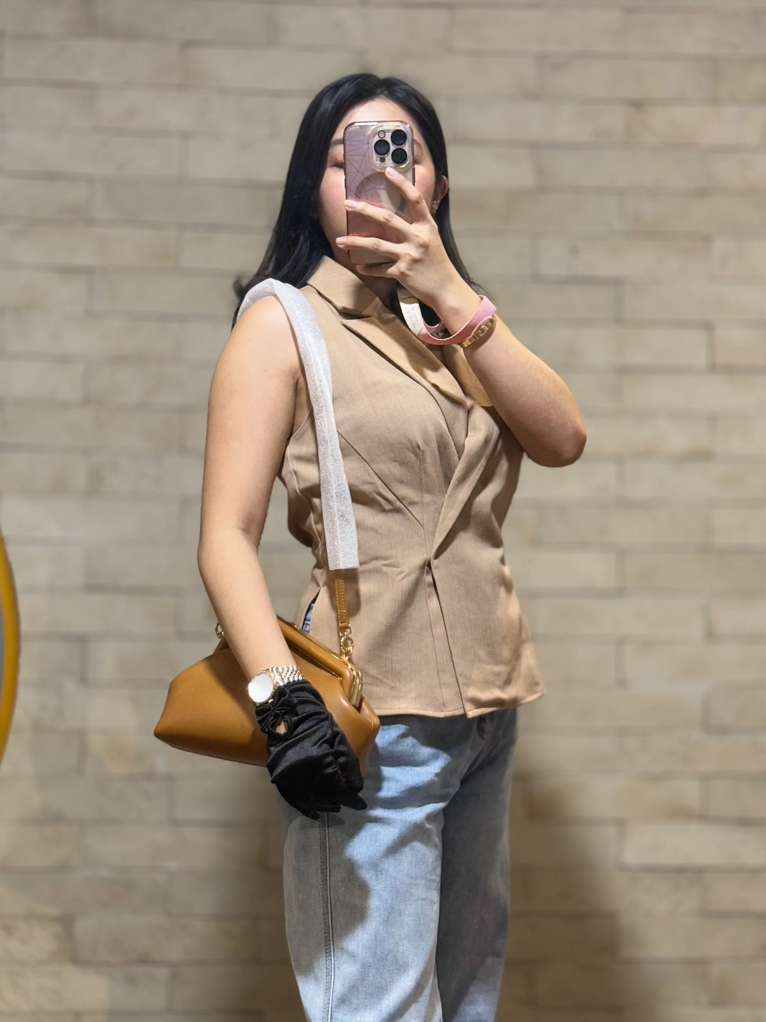 Fendi First Napa Leather Bag in Camel - Image 26