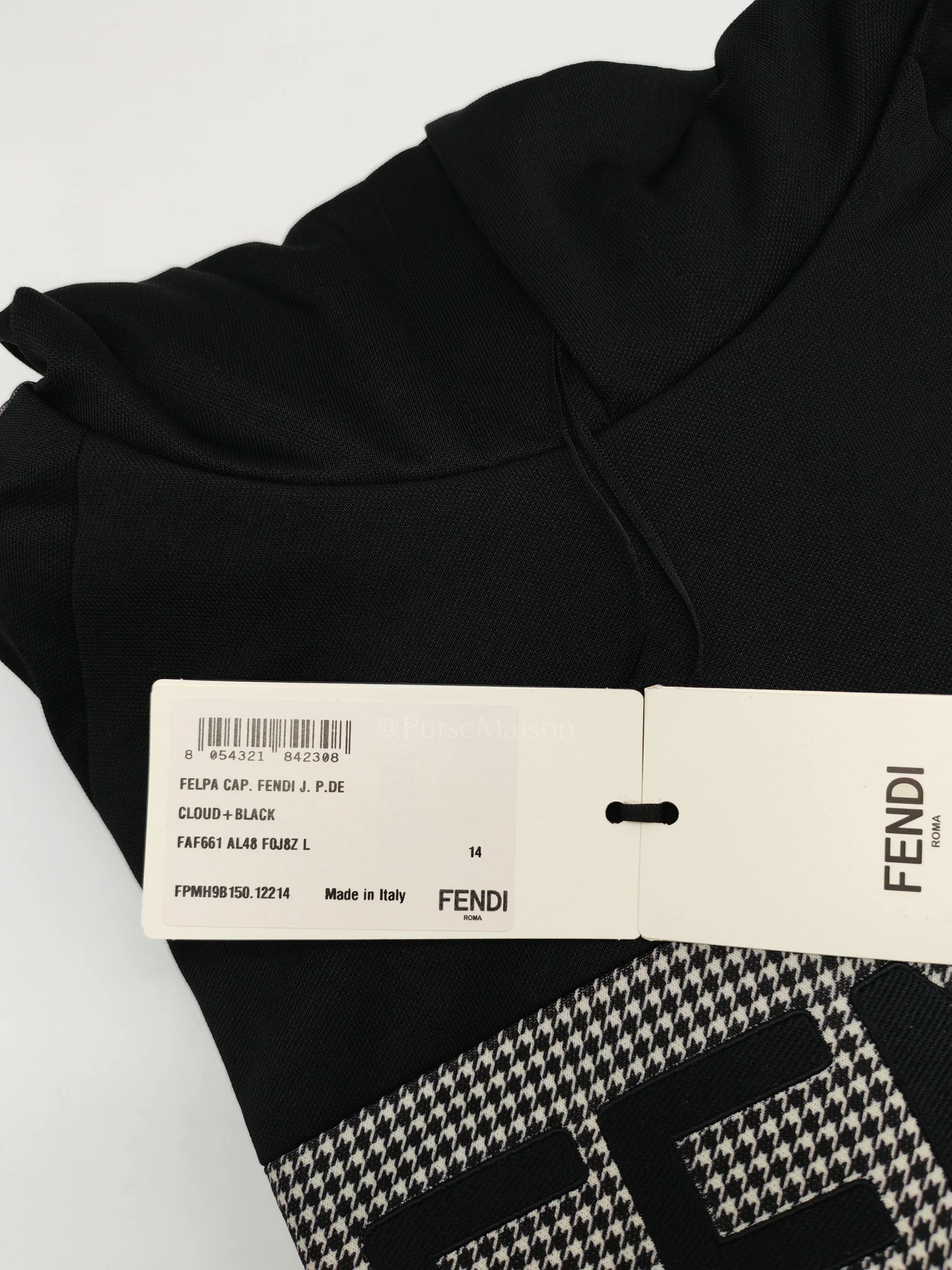 Fendi Logo Print Two Color Checkered Hoodie in Black/White Size L - Image 5