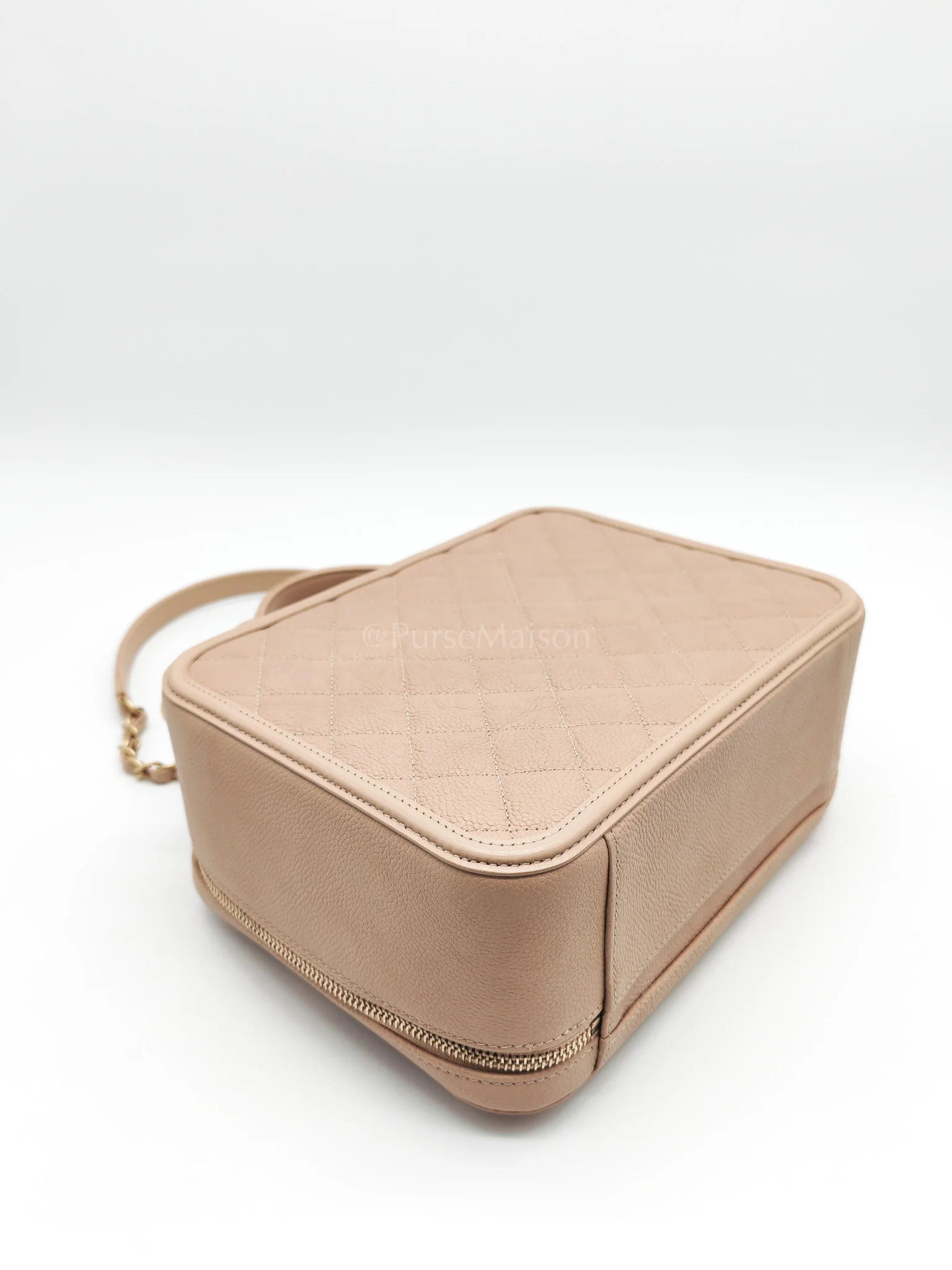 Chanel Filigree Vanity Case Large Beige Caviar Leather in Aged Gold Hardware (Series 24) - Image 10