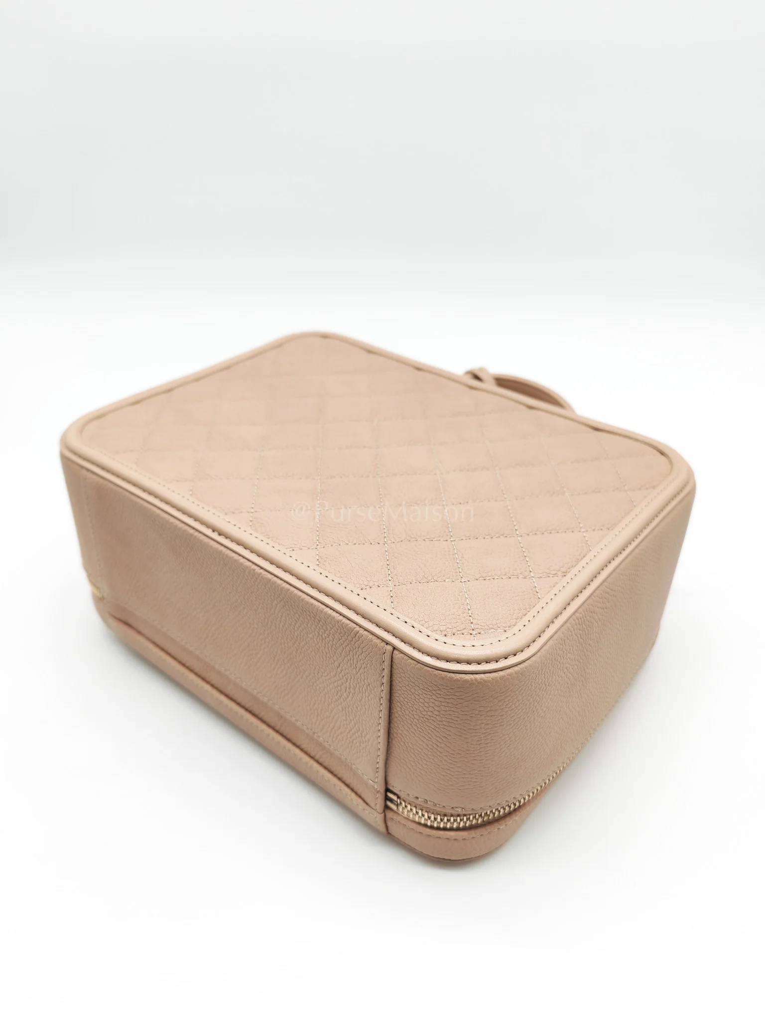 Chanel Filigree Vanity Case Large Beige Caviar Leather in Aged Gold Hardware (Series 24) - Image 11