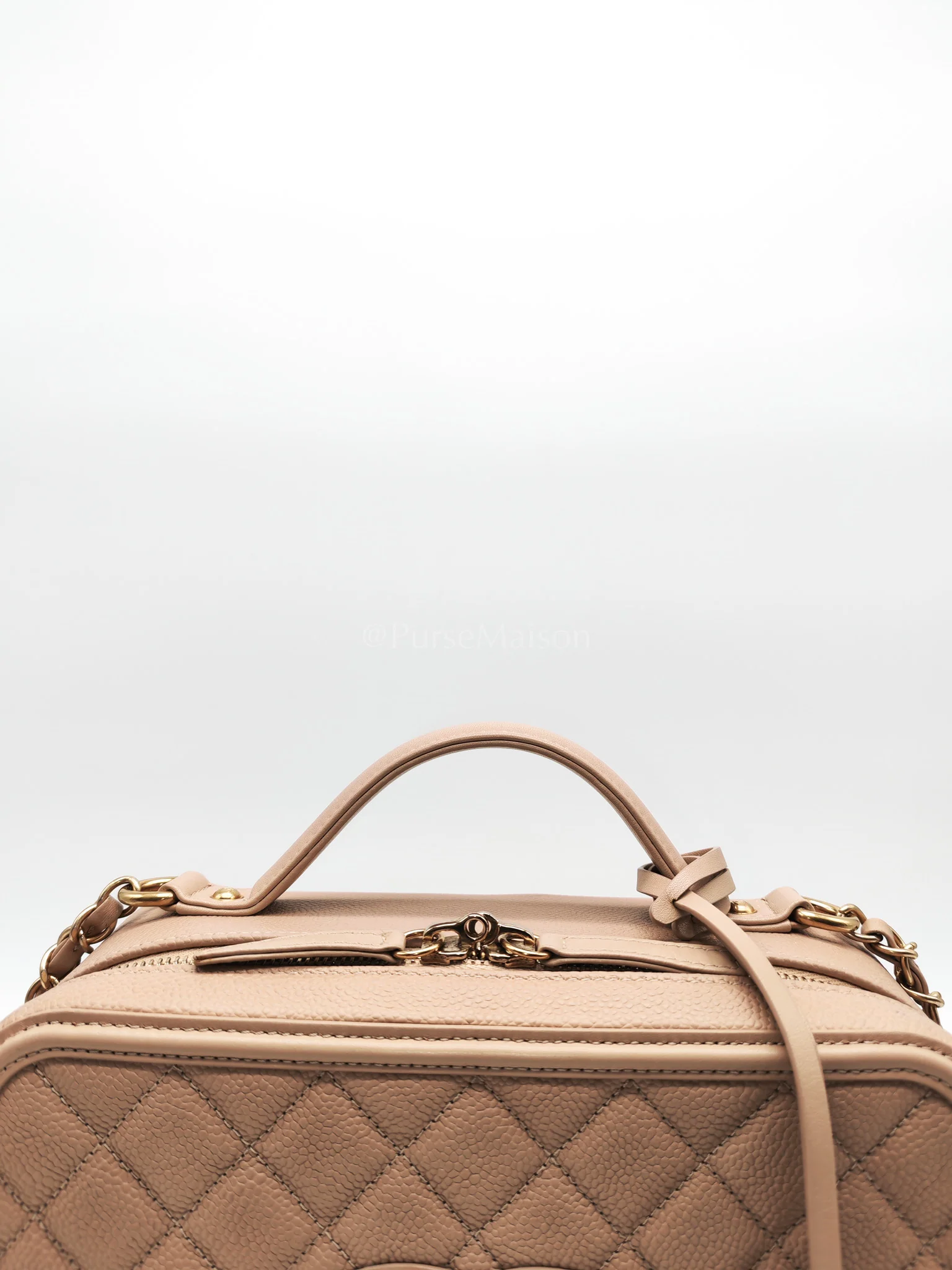 Chanel Filigree Vanity Case Large Beige Caviar Leather in Aged Gold Hardware (Series 24) - Image 15
