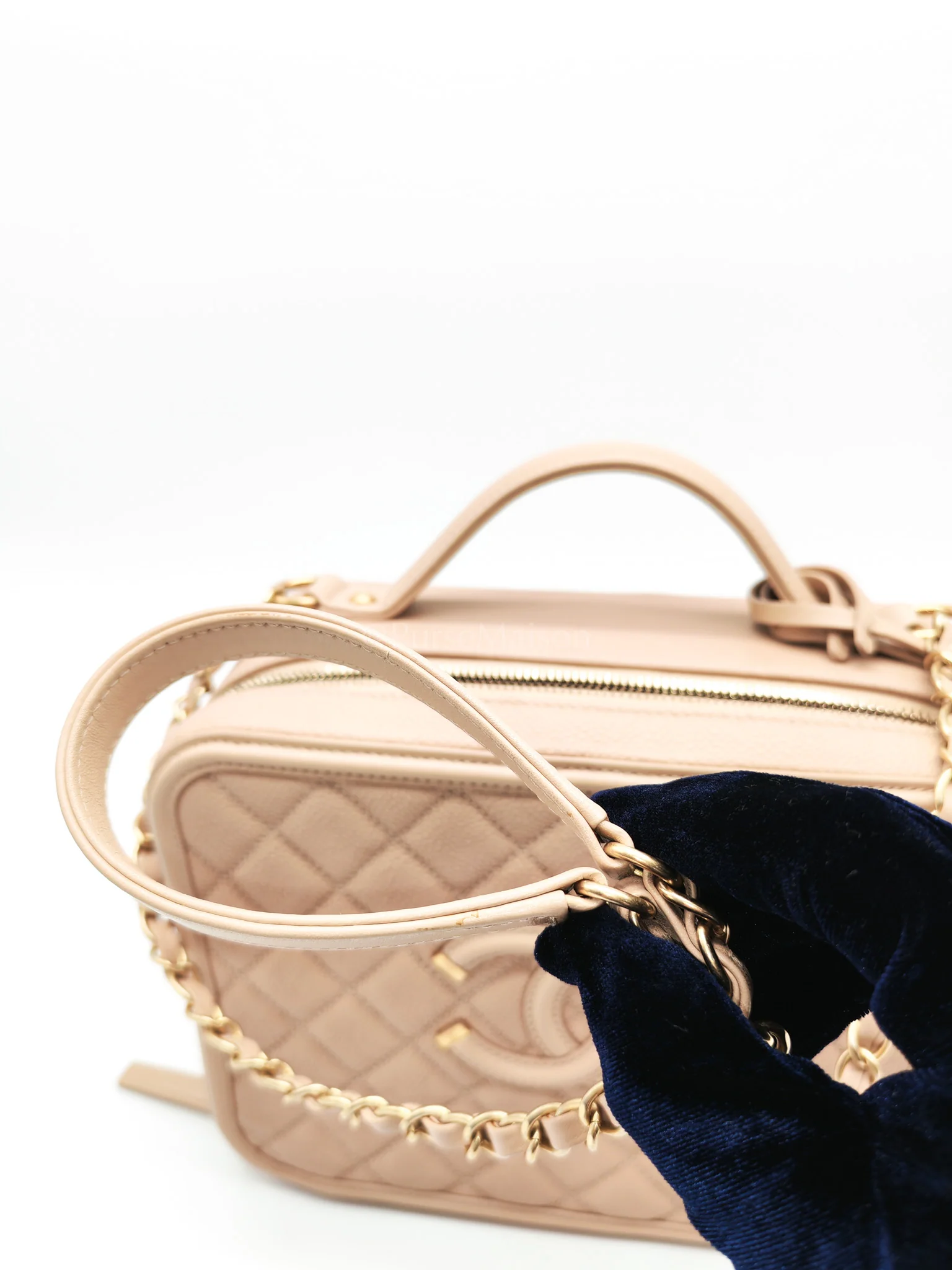 Chanel Filigree Vanity Case Large Beige Caviar Leather in Aged Gold Hardware (Series 24) - Image 20