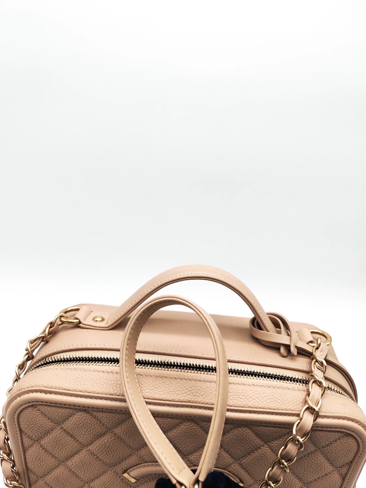 Chanel Filigree Vanity Case Large Beige Caviar Leather in Aged Gold Hardware (Series 24) - Image 22