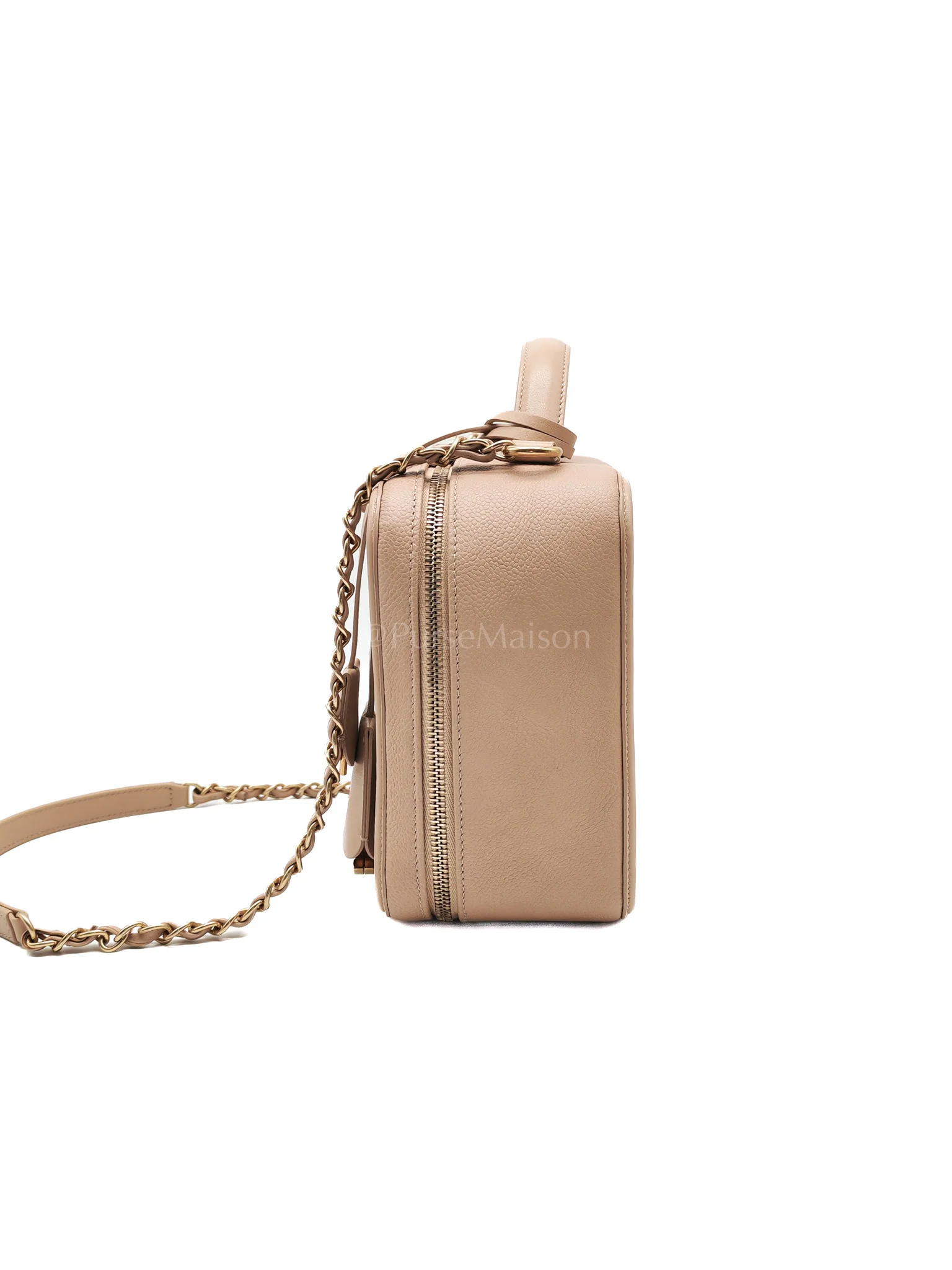 Chanel Filigree Vanity Case Large Beige Caviar Leather in Aged Gold Hardware (Series 24) - Image 5