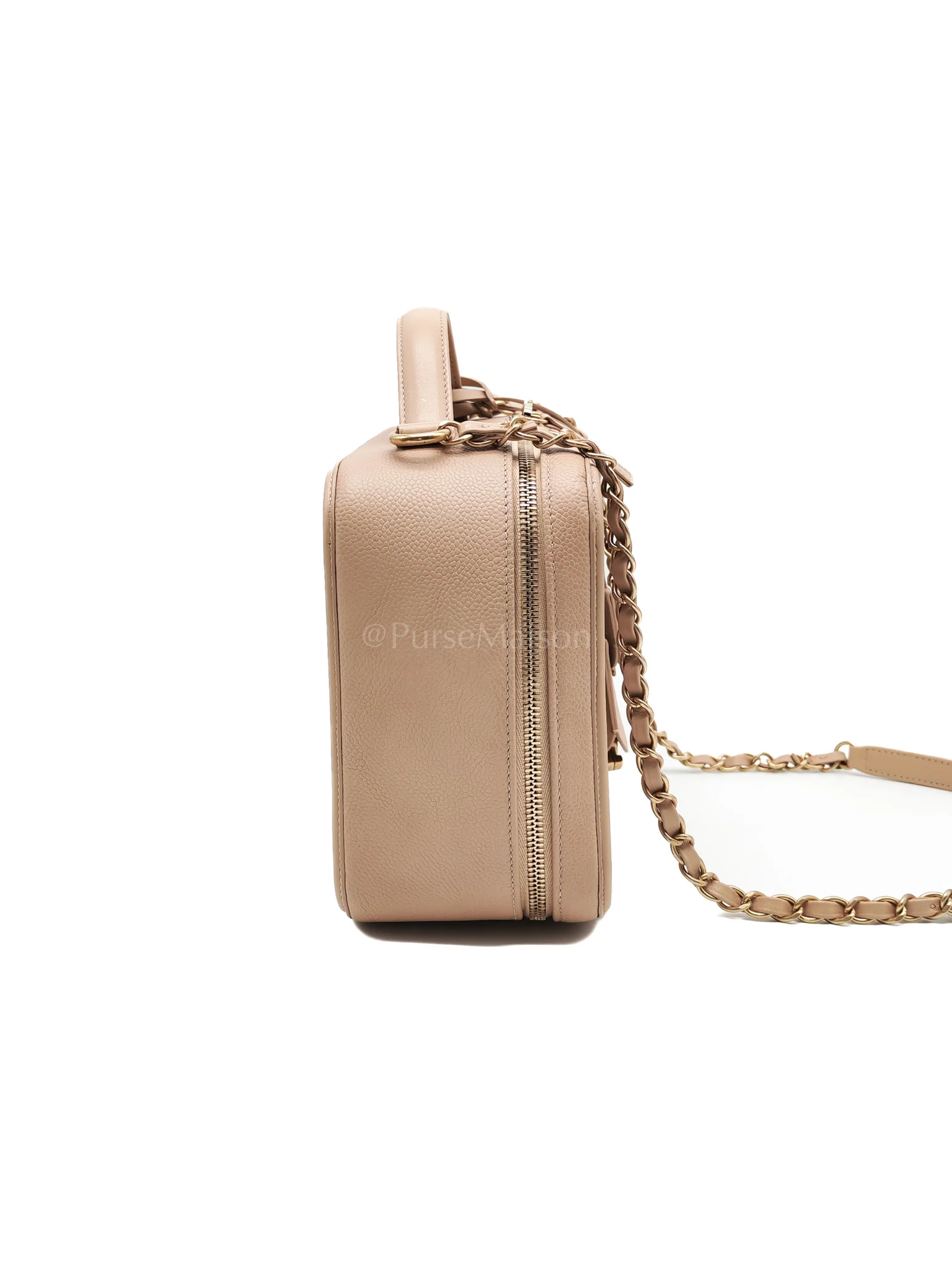 Chanel Filigree Vanity Case Large Beige Caviar Leather in Aged Gold Hardware (Series 24) - Image 6