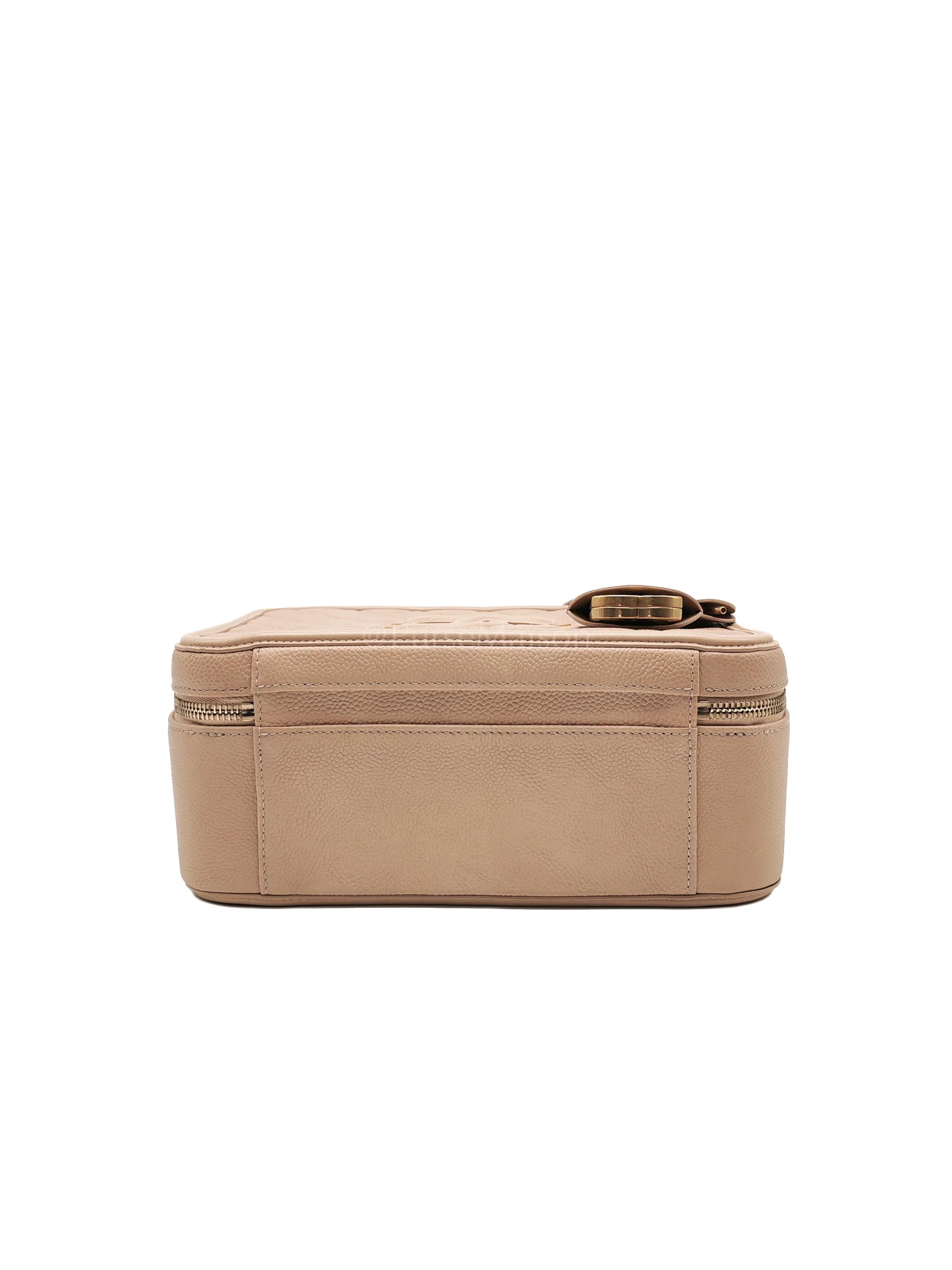Chanel Filigree Vanity Case Large Beige Caviar Leather in Aged Gold Hardware (Series 24) - Image 7