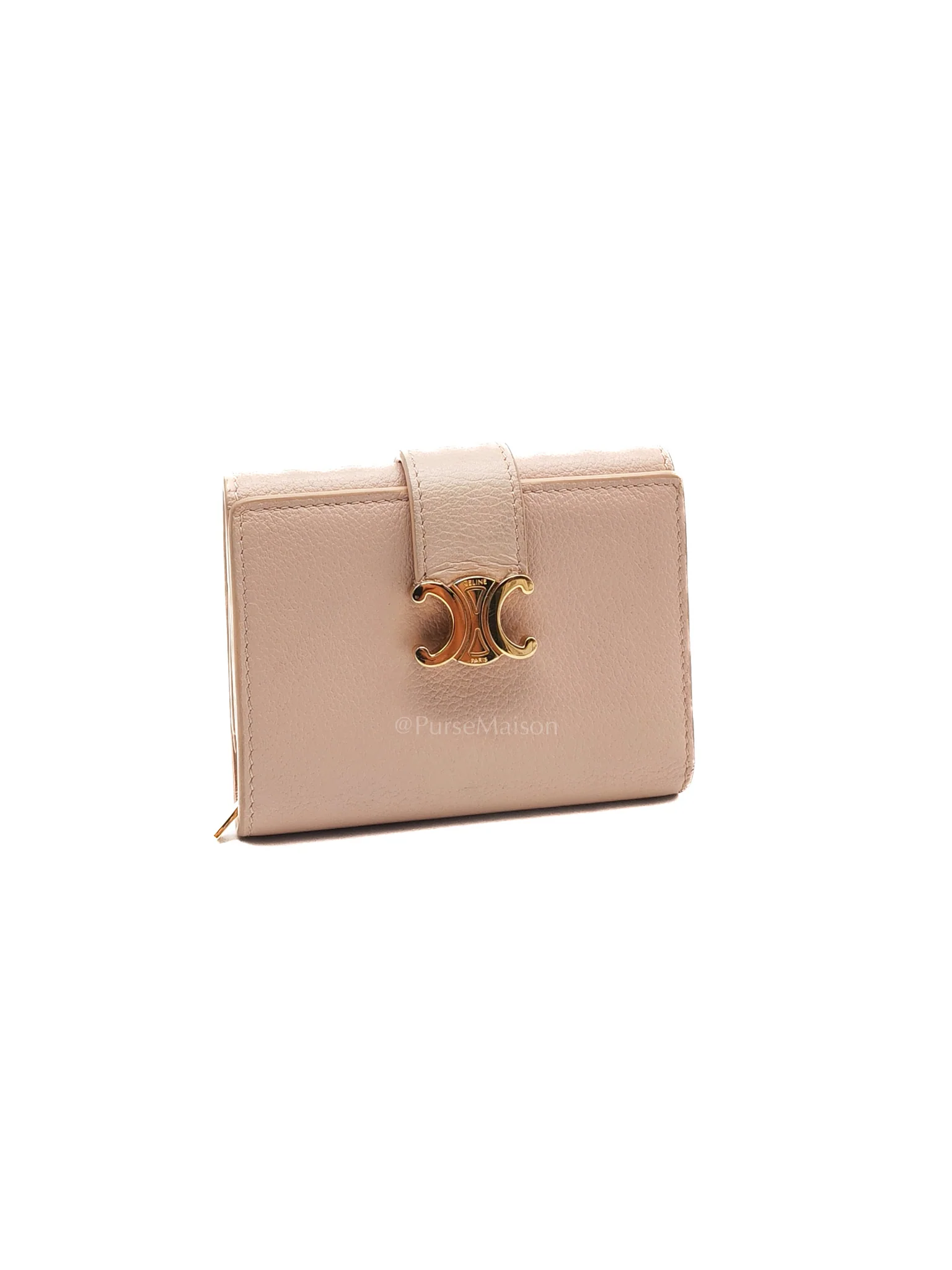 Celine Fine Strap Wallet Nino in Peach Supple Grained Calsking Leather & Gold Hardware - Image 2