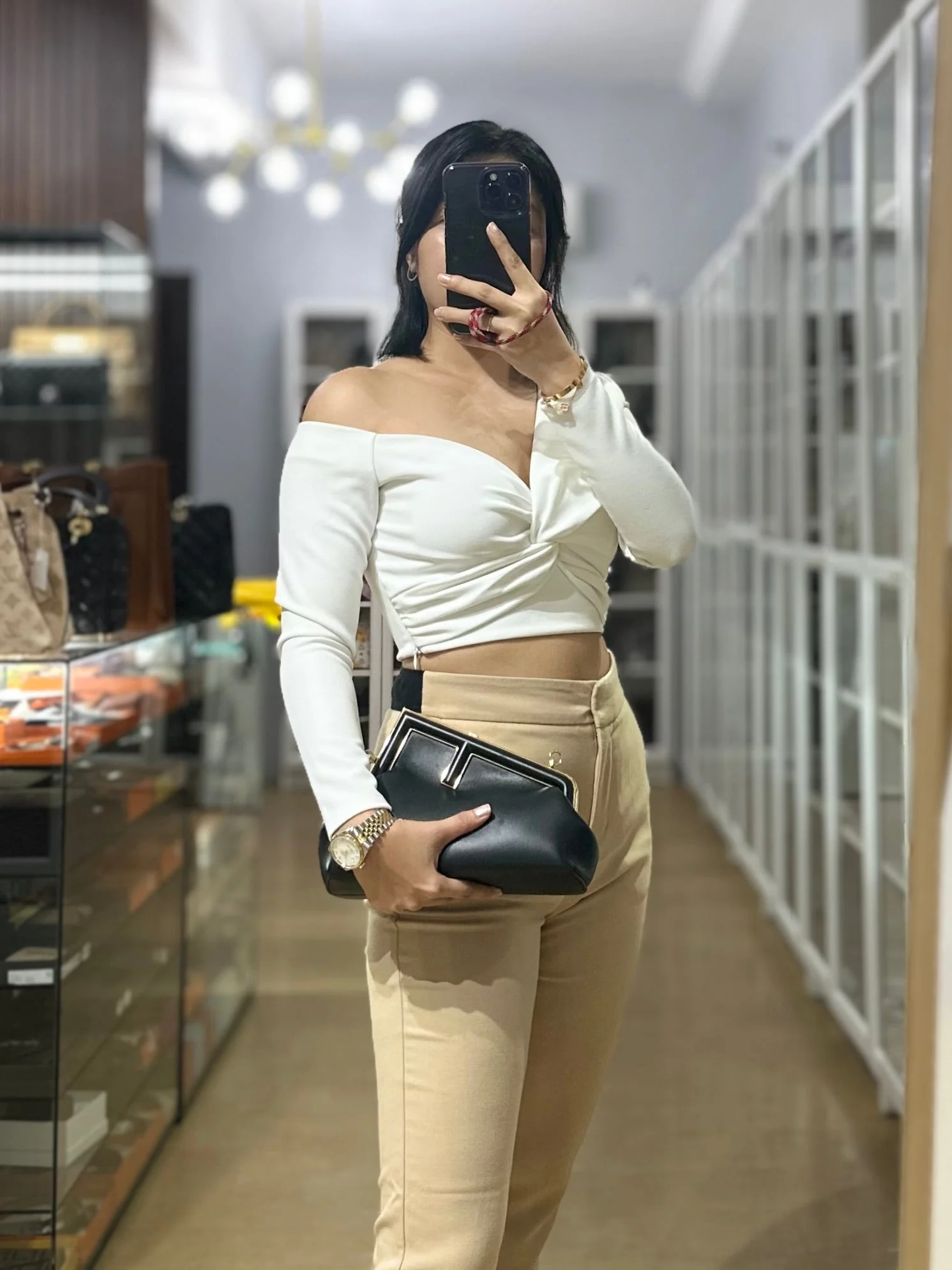 Fendi First Small in Noir Nappa Bag - Image 23