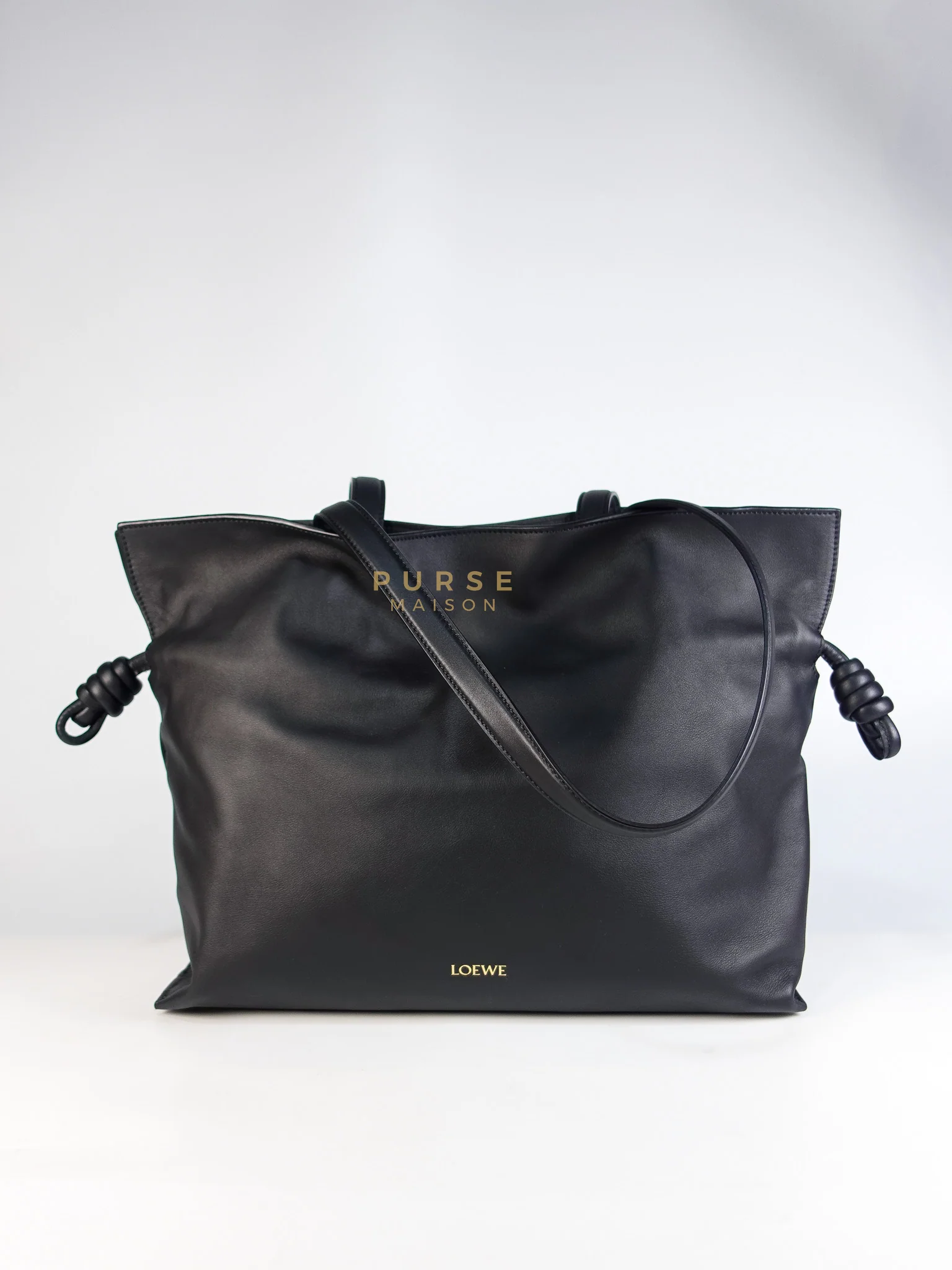 Loewe Flamenco Tote Bag Large in Black Nappa Calfskin Leather